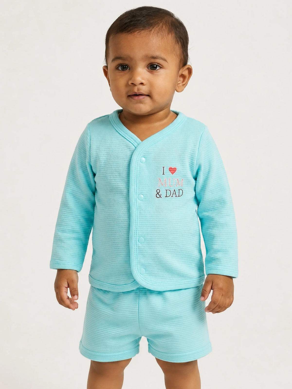 Baby Full Sleeve Jabla & Shorts Set - Blue