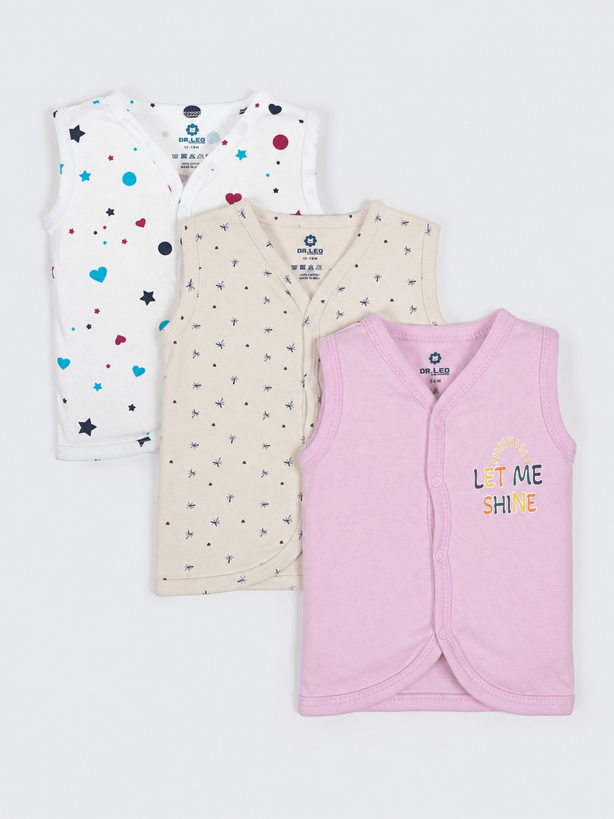 Baby Sleeveless Vest Combo of 3 Piece - 3-6 Months