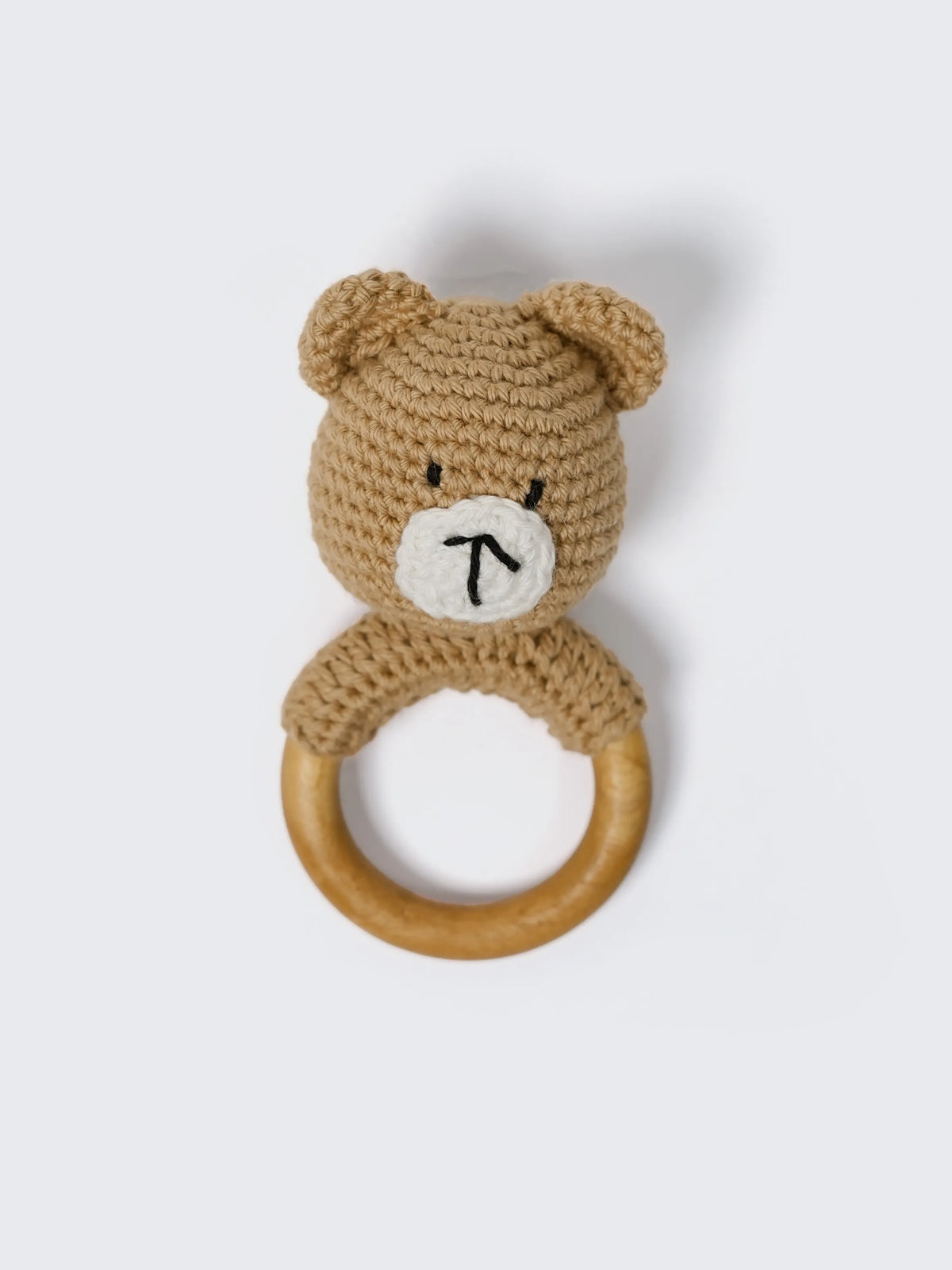 Crochet Bear Wooden Ring Rattle