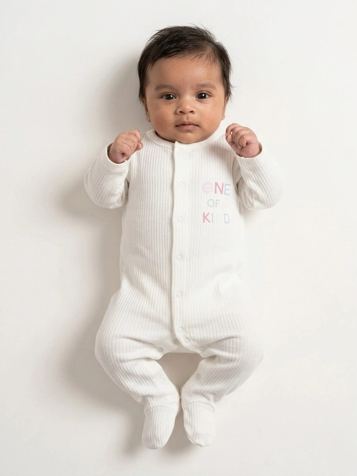 Unisex Solid White Baby Sleepsuit