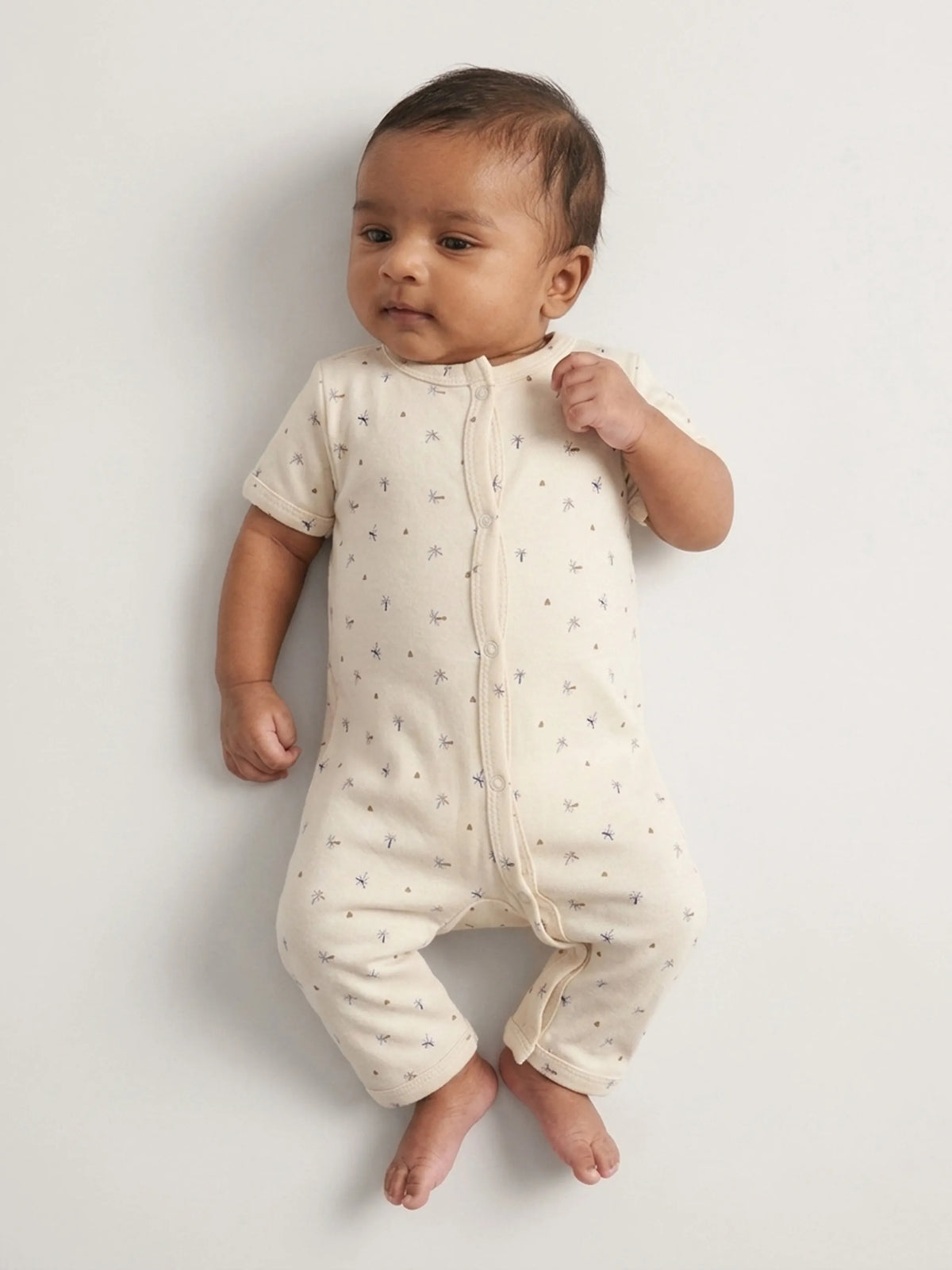 Unisex Printed Baby Jumpsuit - Off White