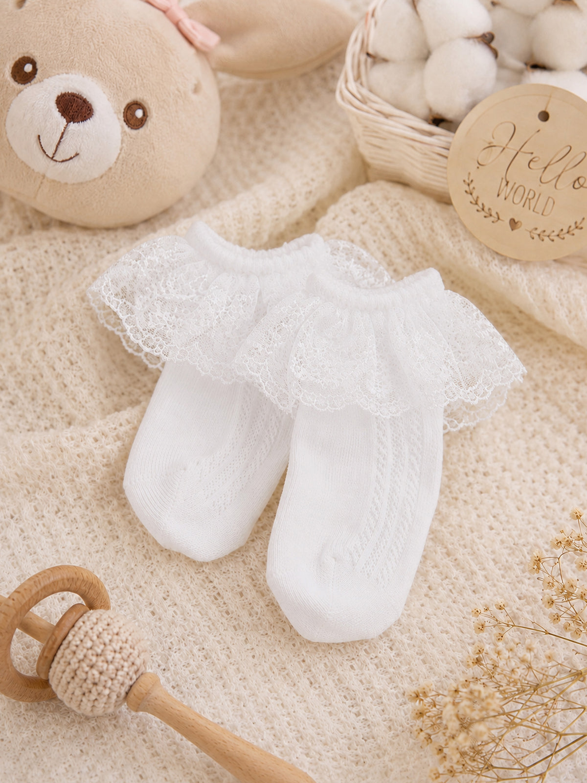 Baby Girls Lace Frill Ankle Socks - Pack of 3