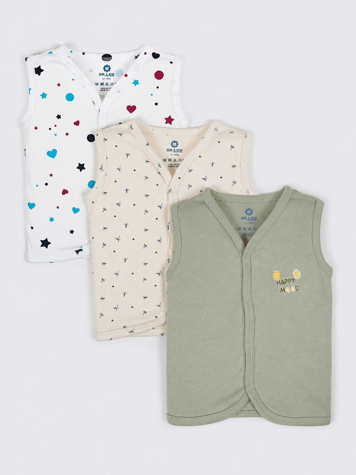Baby Sleeveless 3-Piece Vest  Combo 12-18 Months