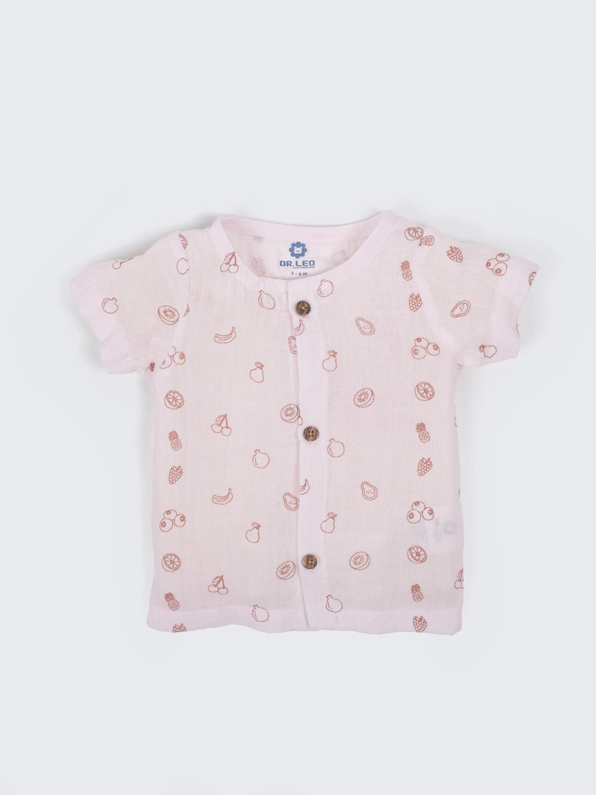 Baby Pink Fruit Print Shirt & Shorts Set