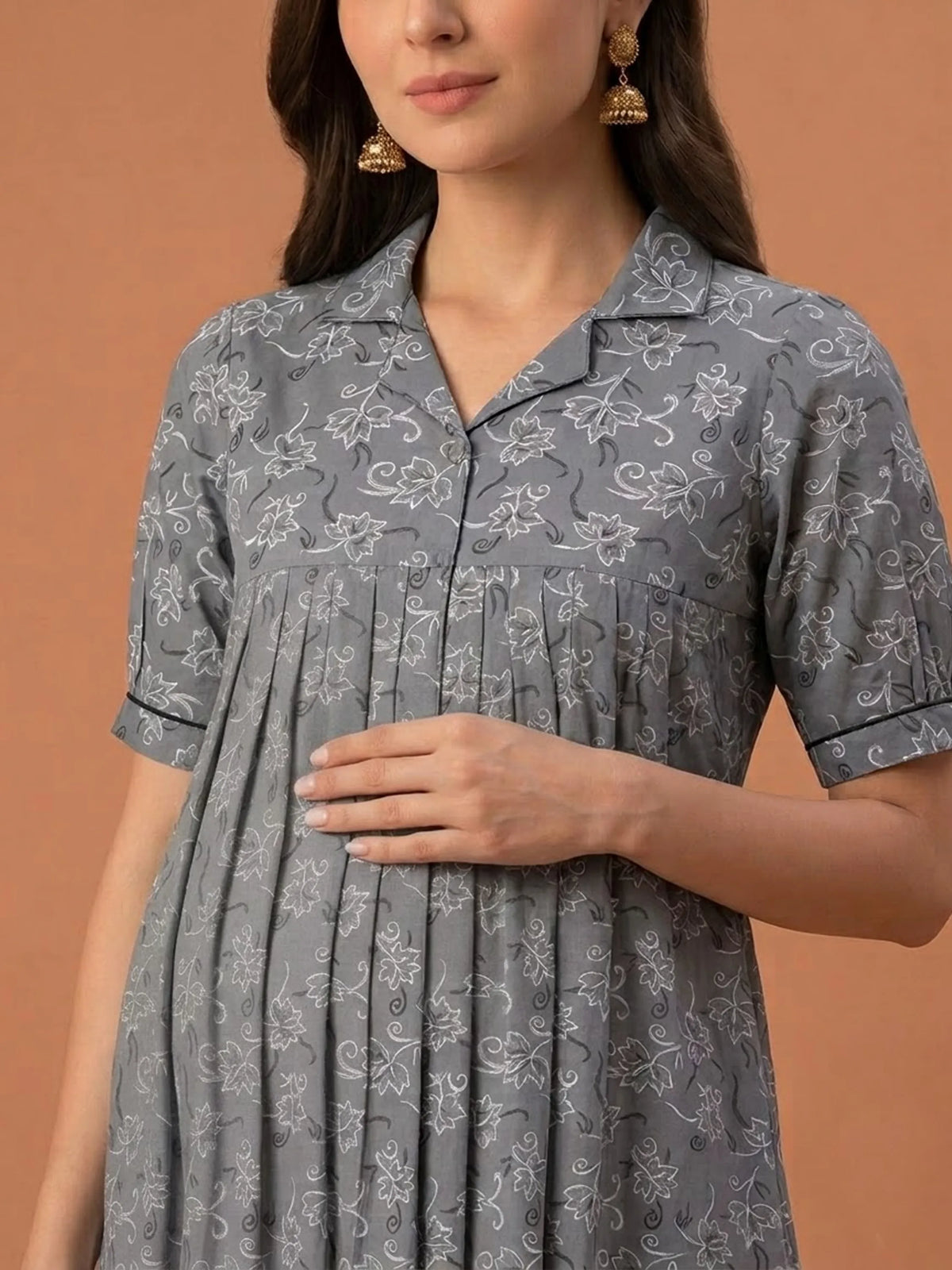 Floral Printed Maternity Feeding Dress