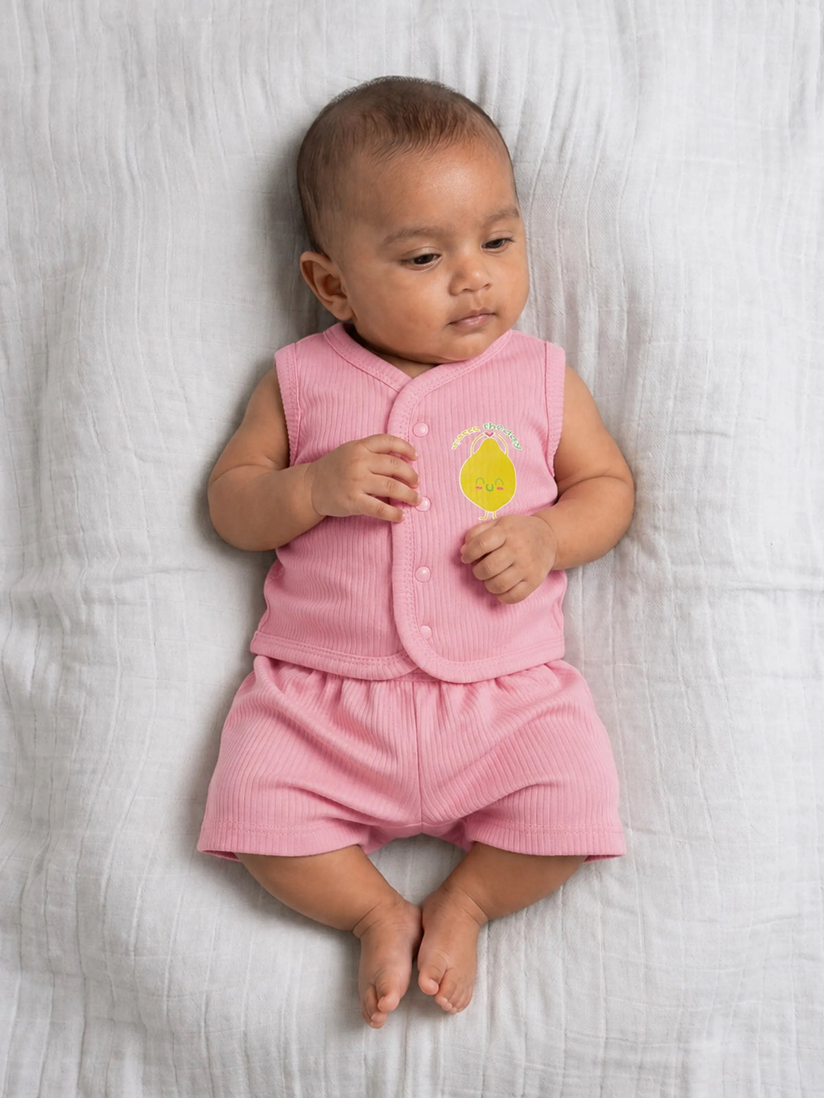 Baby Sleeveless Jabla & Shorts Set - Pink