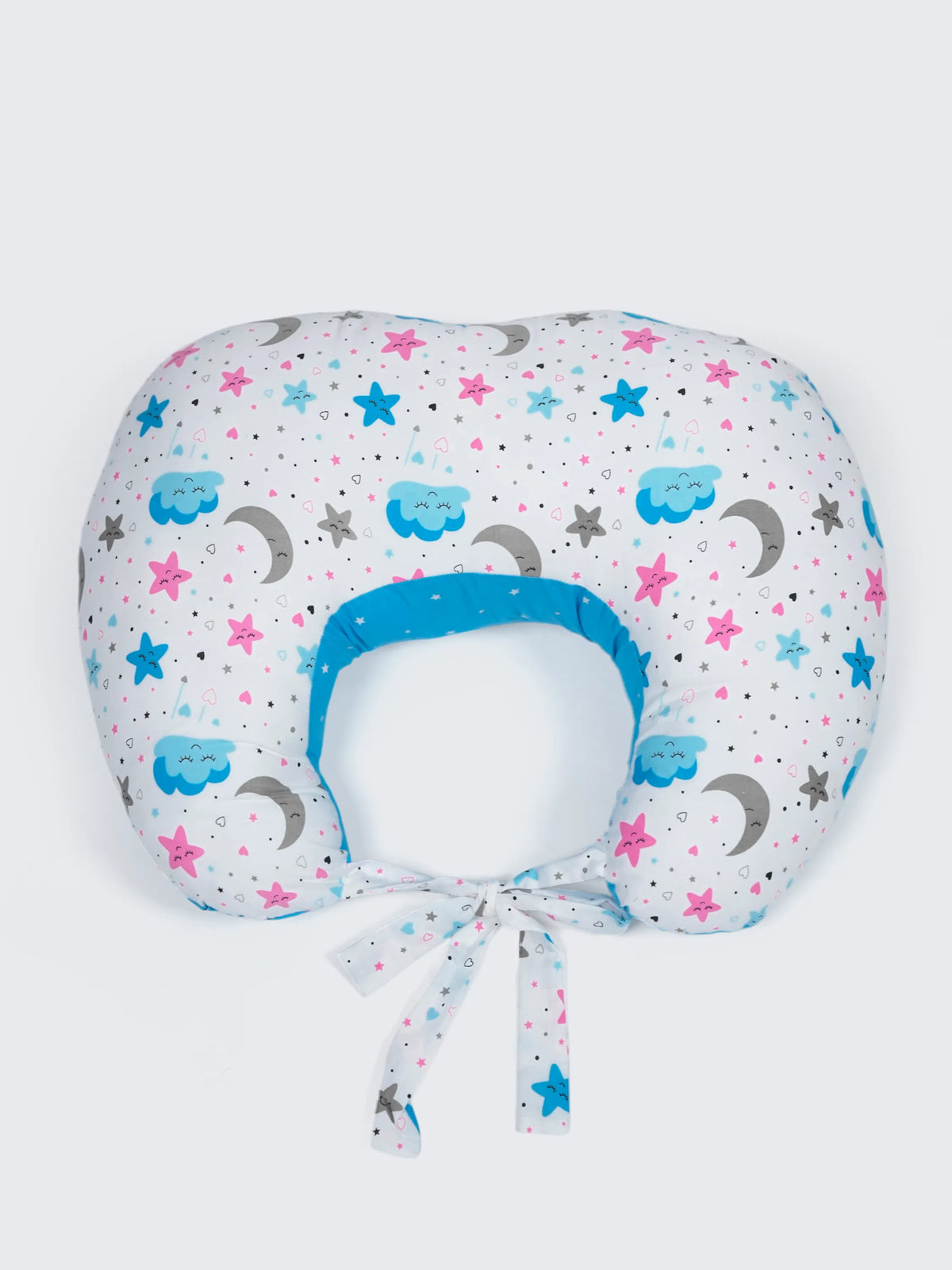 Baby Feeding Pillow - White & Sky Blue