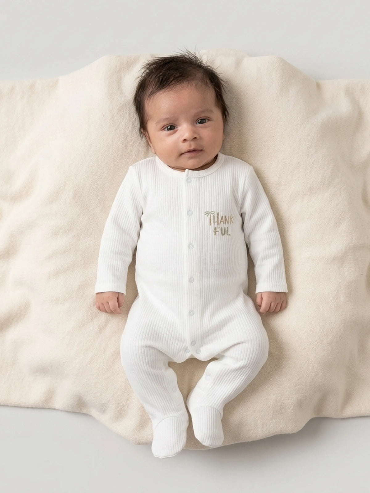 Unisex Baby Solid Sleepsuit White