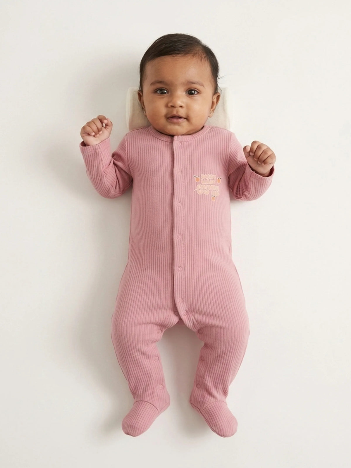 Unisex Solid Baby Sleepsuit - Pink