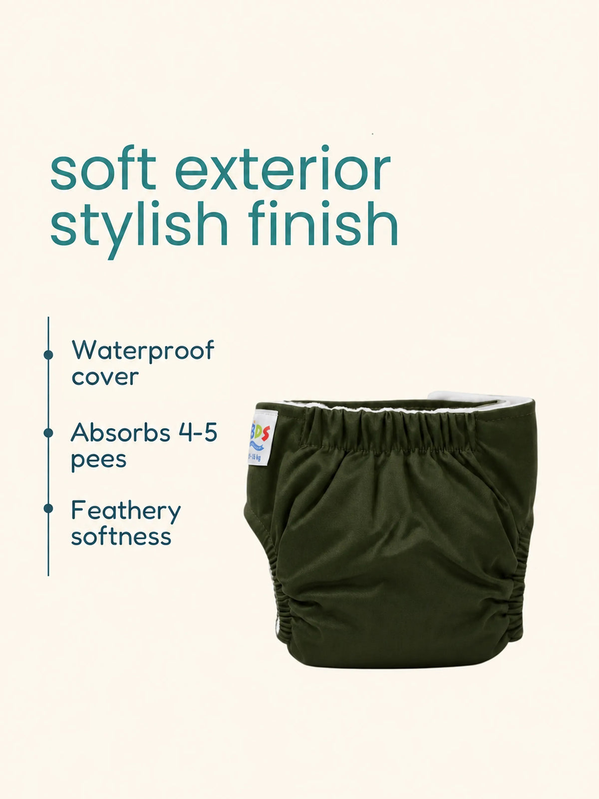 Newborn Reusable Cloth Diaper with Pad-Olive Green