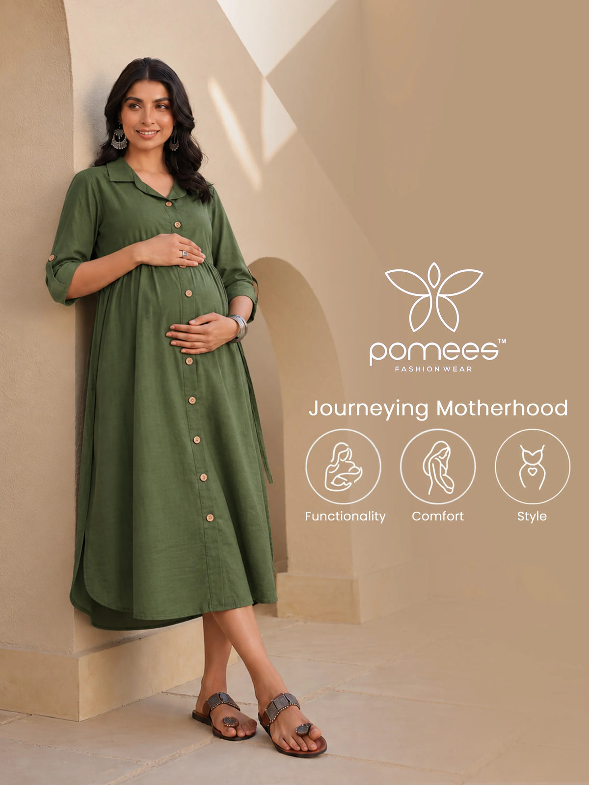 Women's Button-Front Maternity Dress