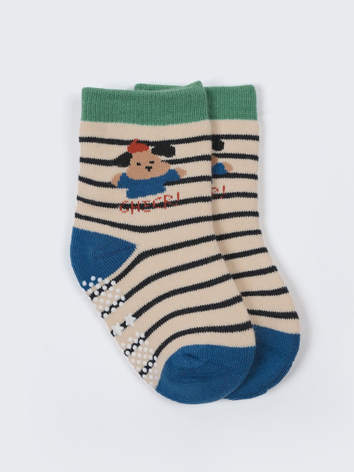 Kids Anti-Slip Cotton Crew Socks – 2 Pair Pack