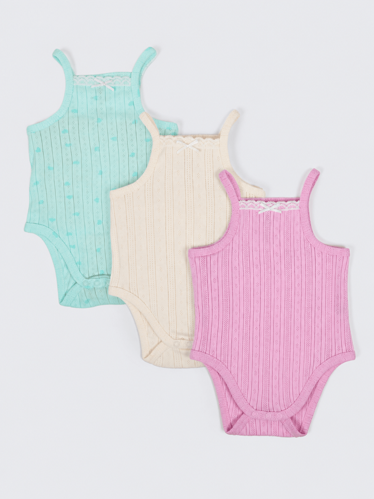 Baby Girls Cotton Sleeveless Bodysuit 3-Piece Combo