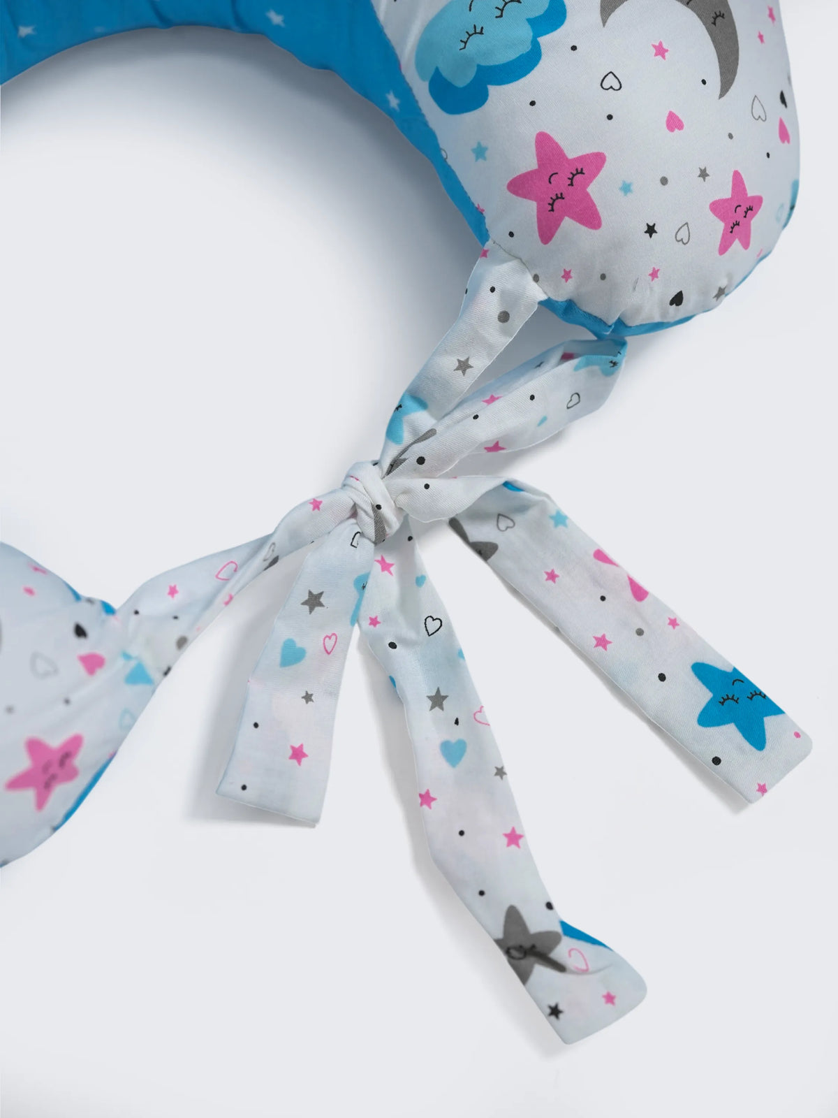 Baby Feeding Pillow - White & Sky Blue