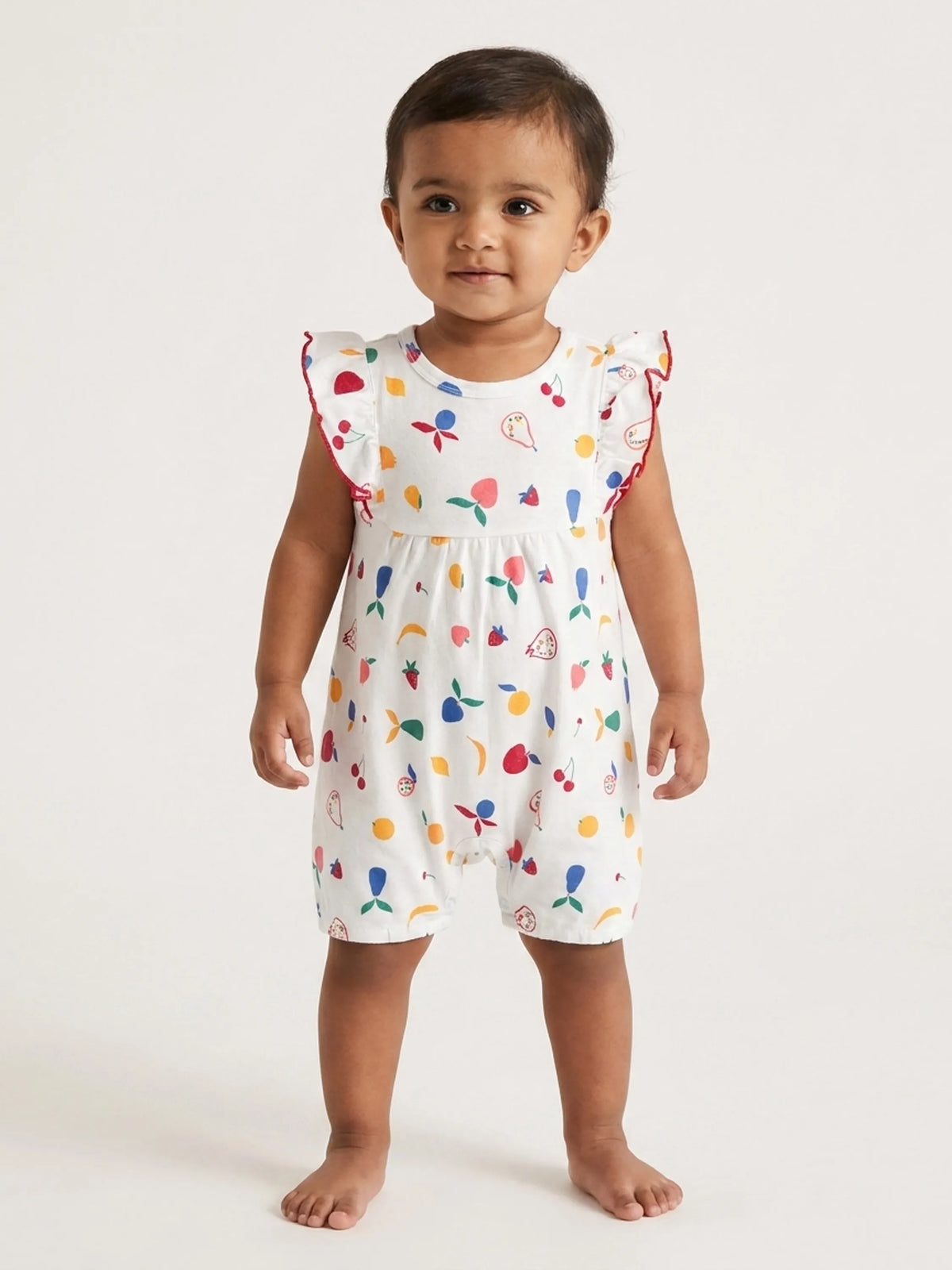 Baby Girls Fruit Print Ruffle Sleeve Romper