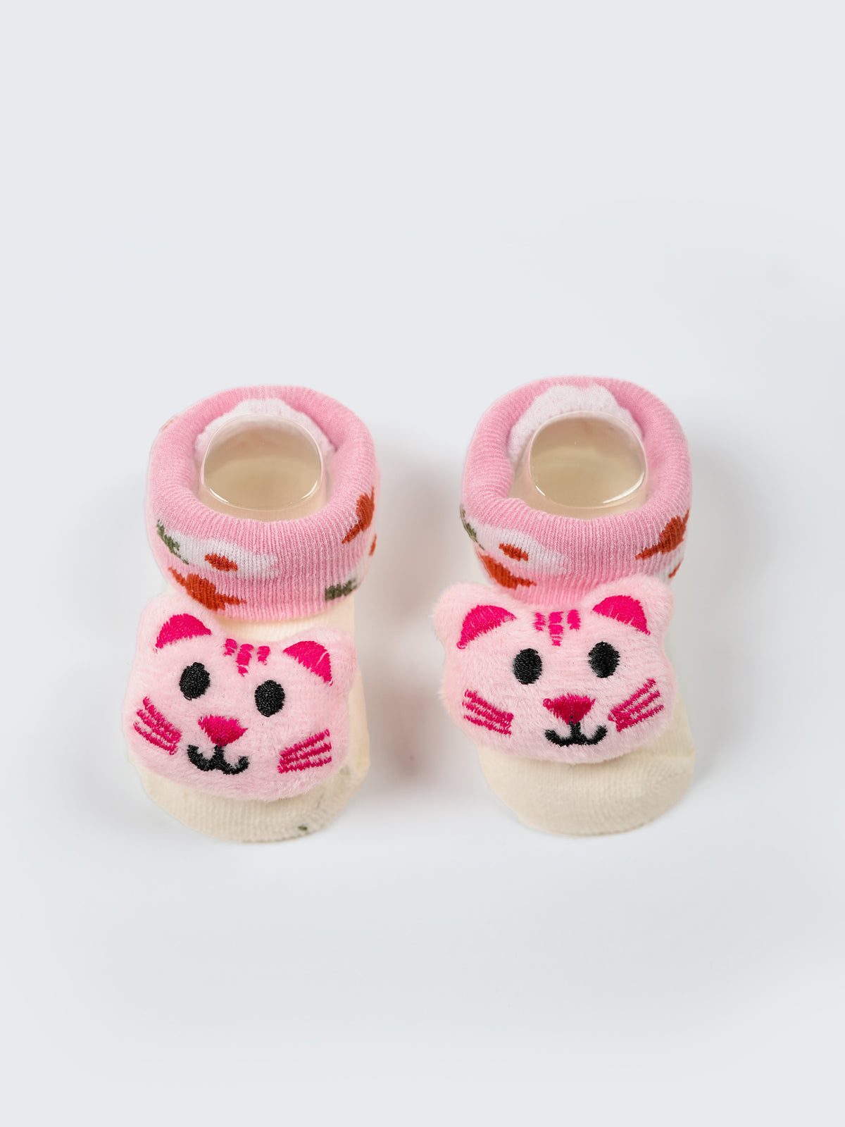 Baby Plush Rattle Socks Cat & Smiley Face Design