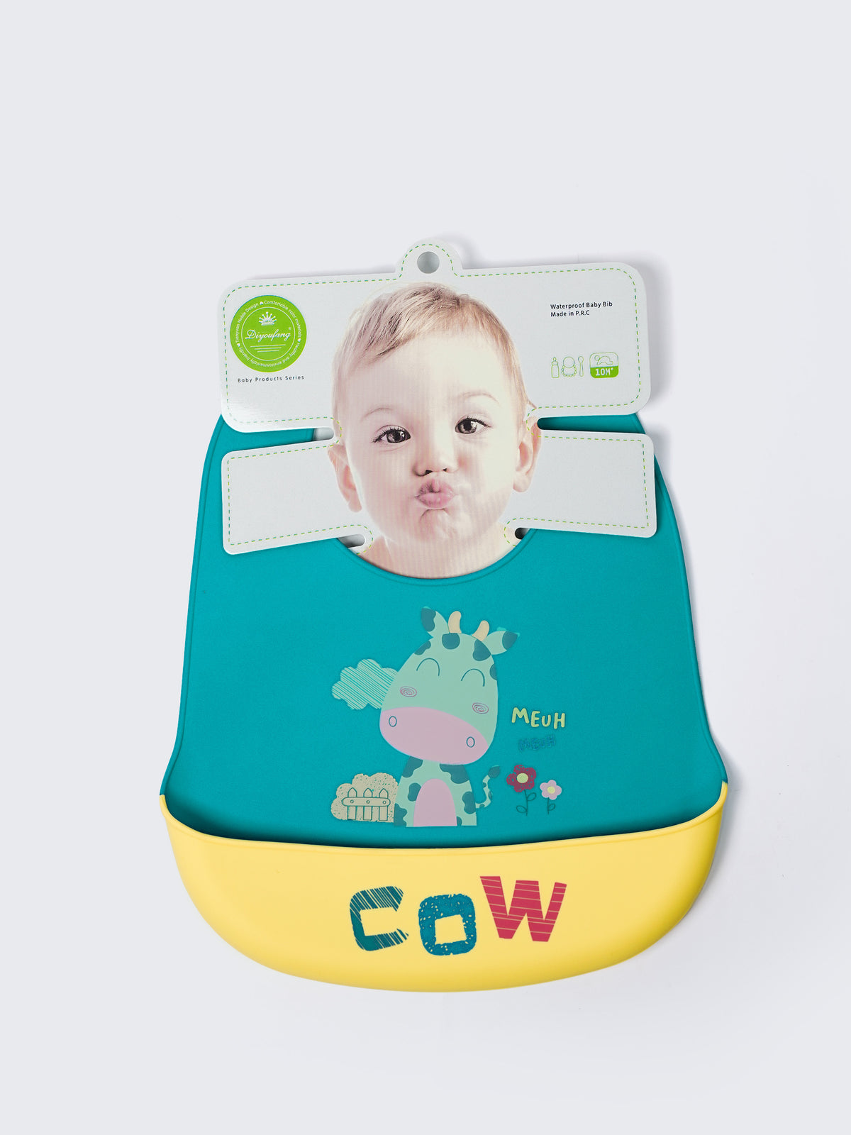 Silicone Waterproof Baby Feeding Bib -Cow Print