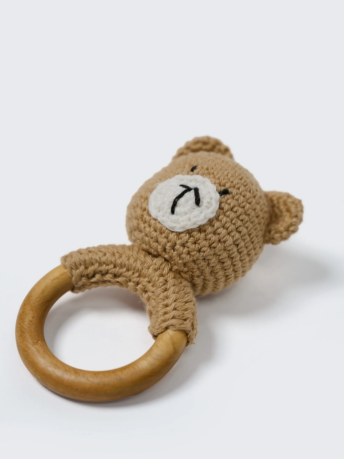 Crochet Bear Wooden Ring Rattle