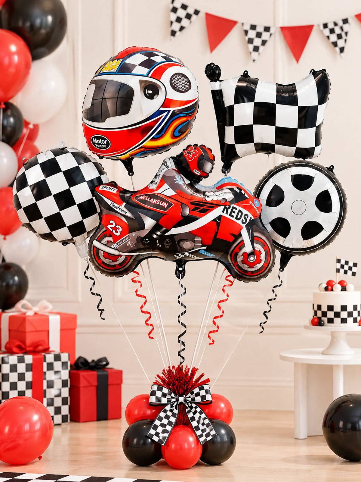 5-Piece Racing Motorcycle Foil Balloon Set