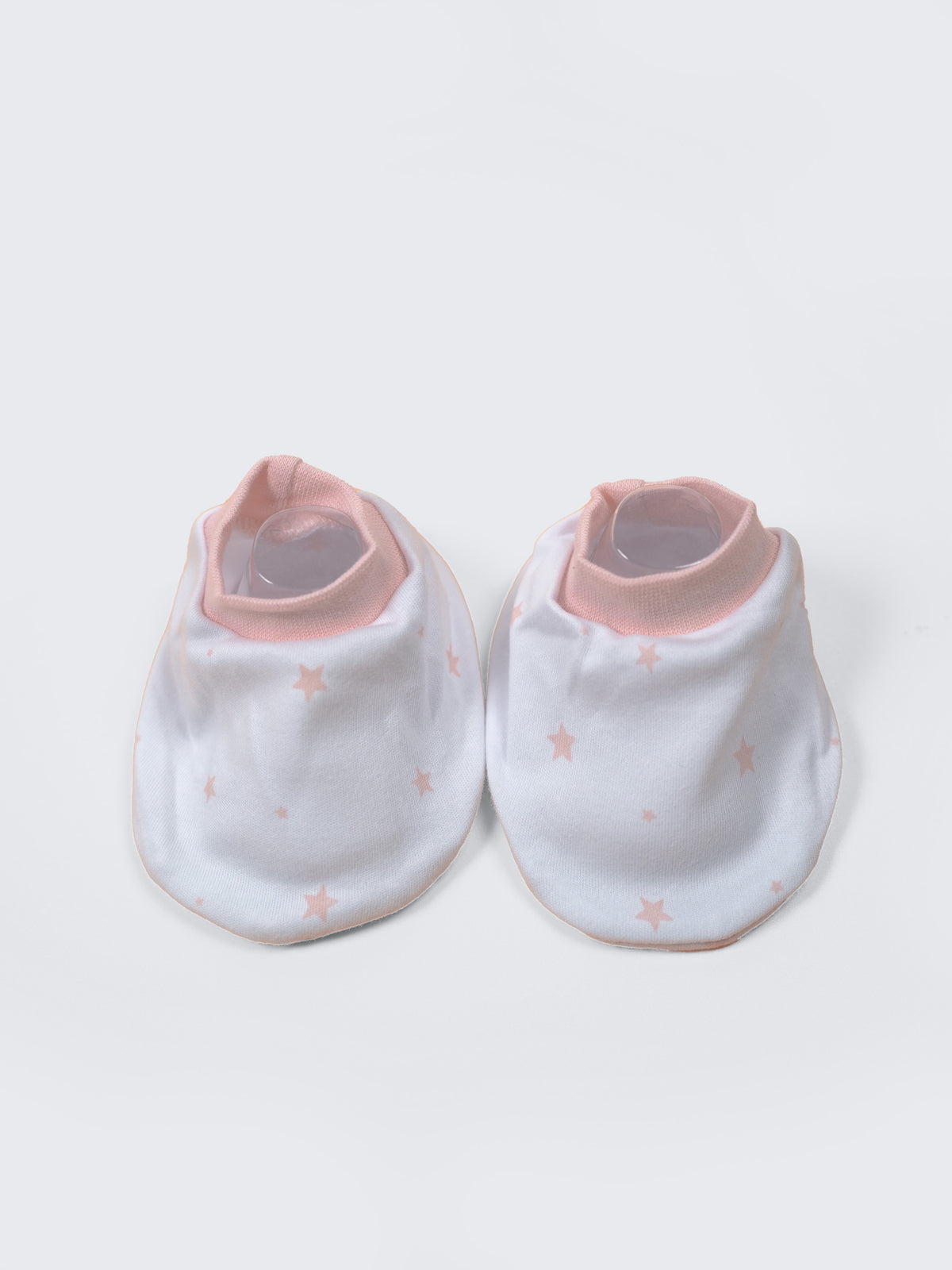 Baby Cap, Mittens & Booties Set – Pink Star Print