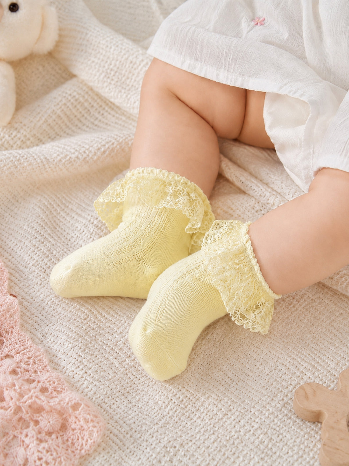 Baby Girls Lace Frill Socks - Pack of 3