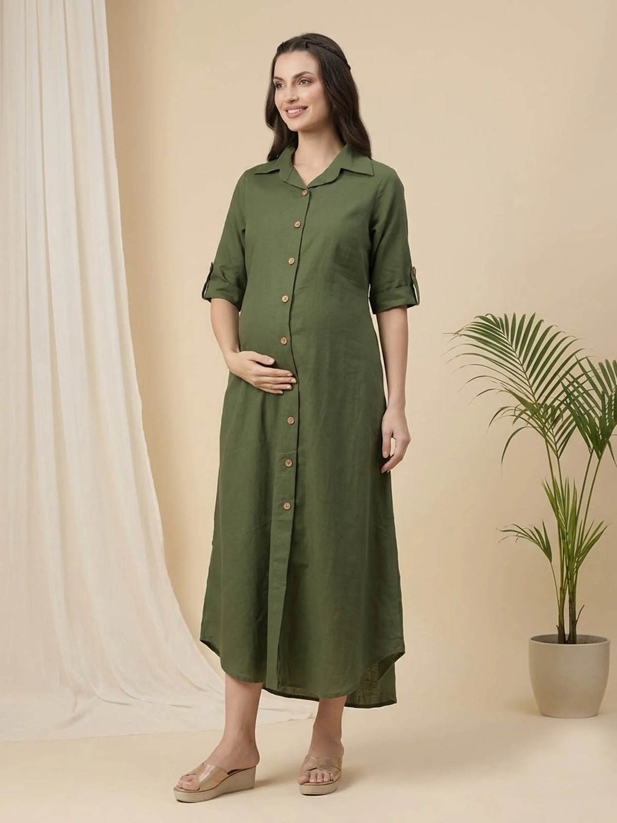 Women's Button-Front Maternity Dress