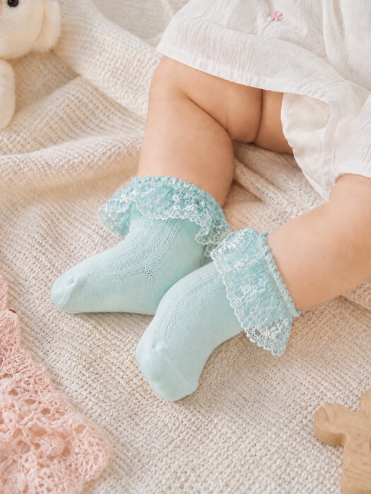 Baby Girls Lace Frill Ankle Socks - Pack of 3