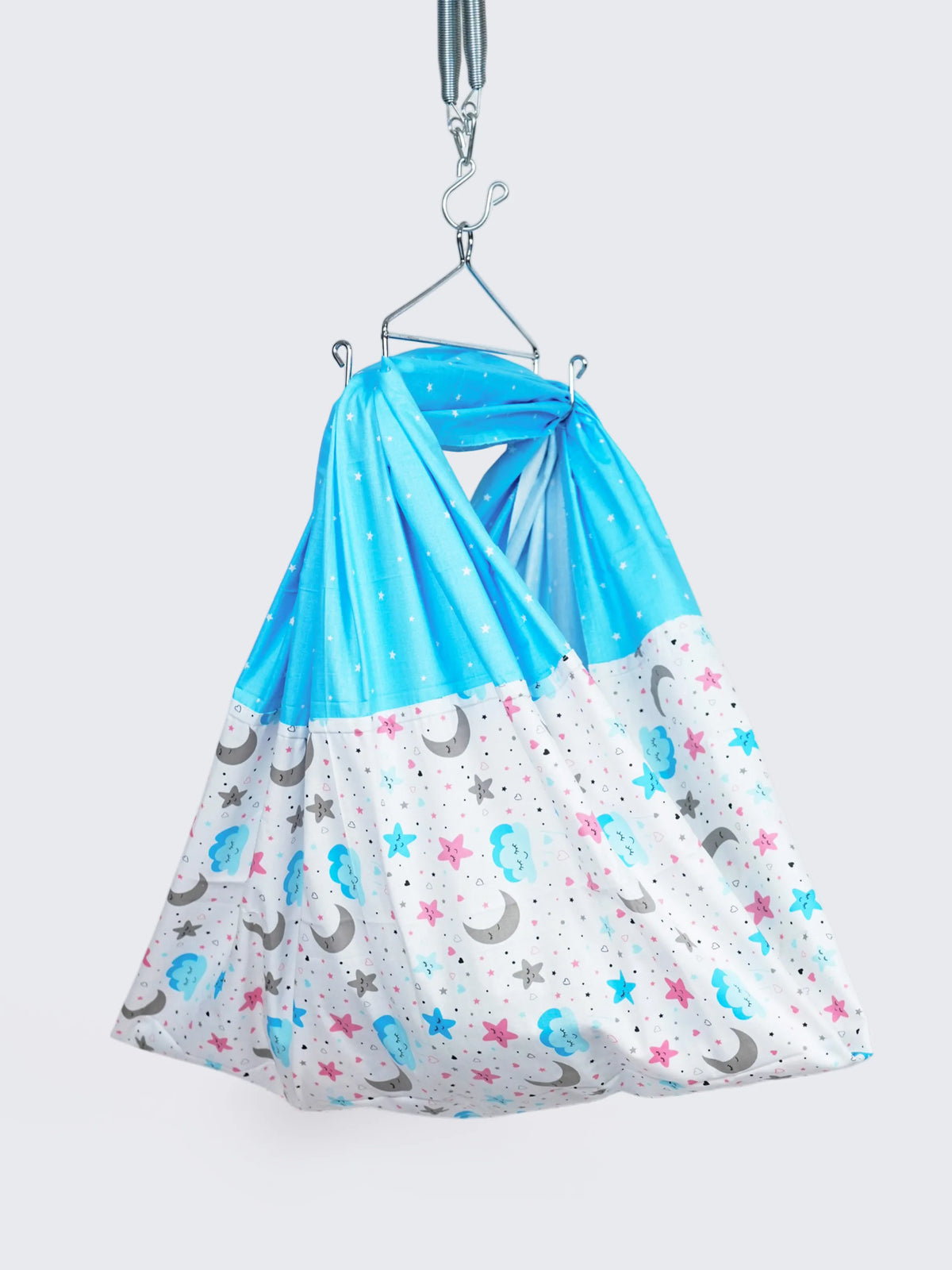 Twill Mix & Match Thottil/Jhula/Cradle Cloth with Net - Moon & Star