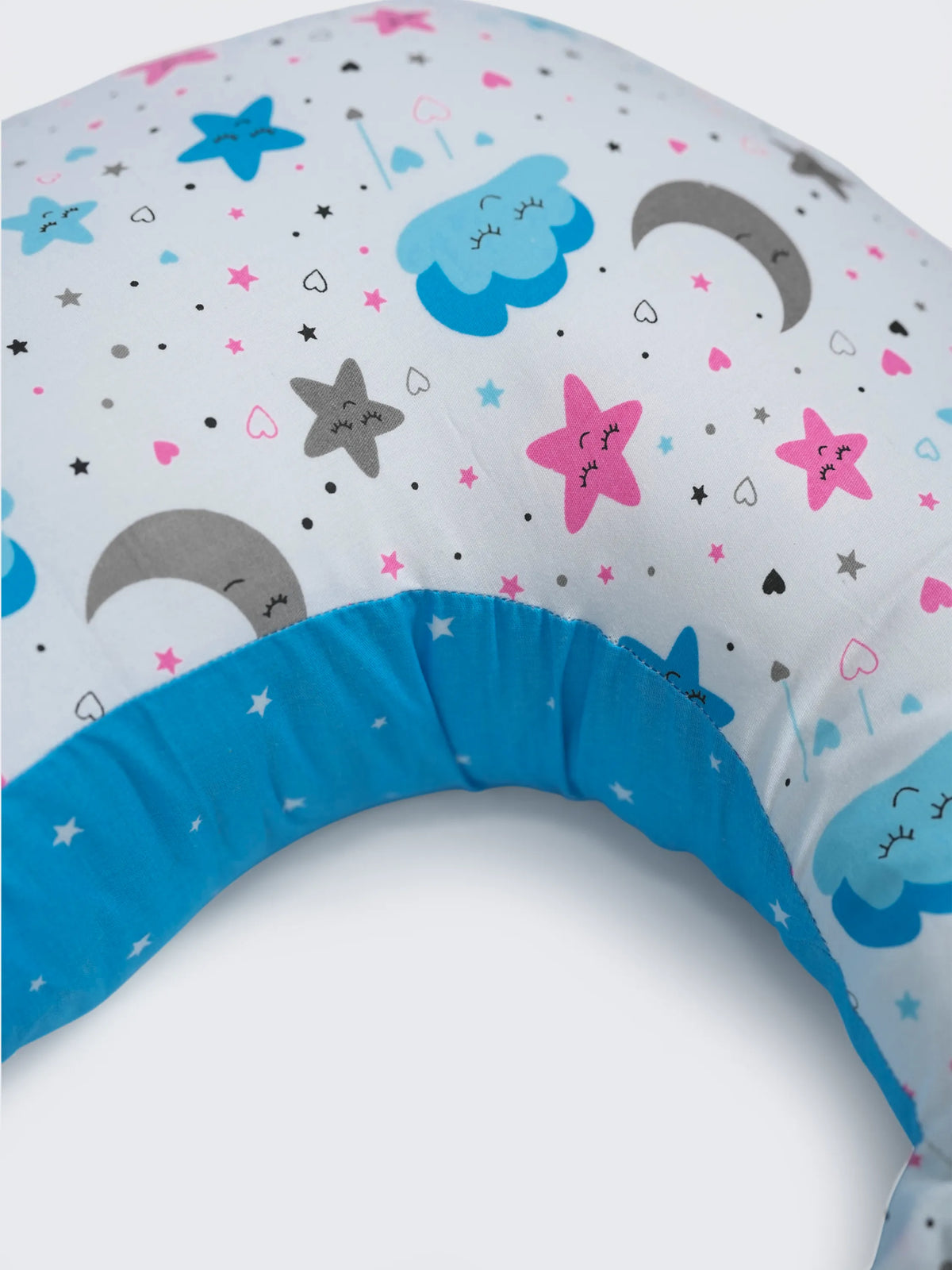 Baby Feeding Pillow - White & Sky Blue
