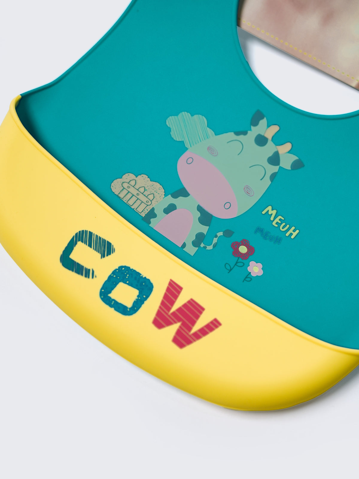 Silicone Waterproof Baby Feeding Bib -Cow Print