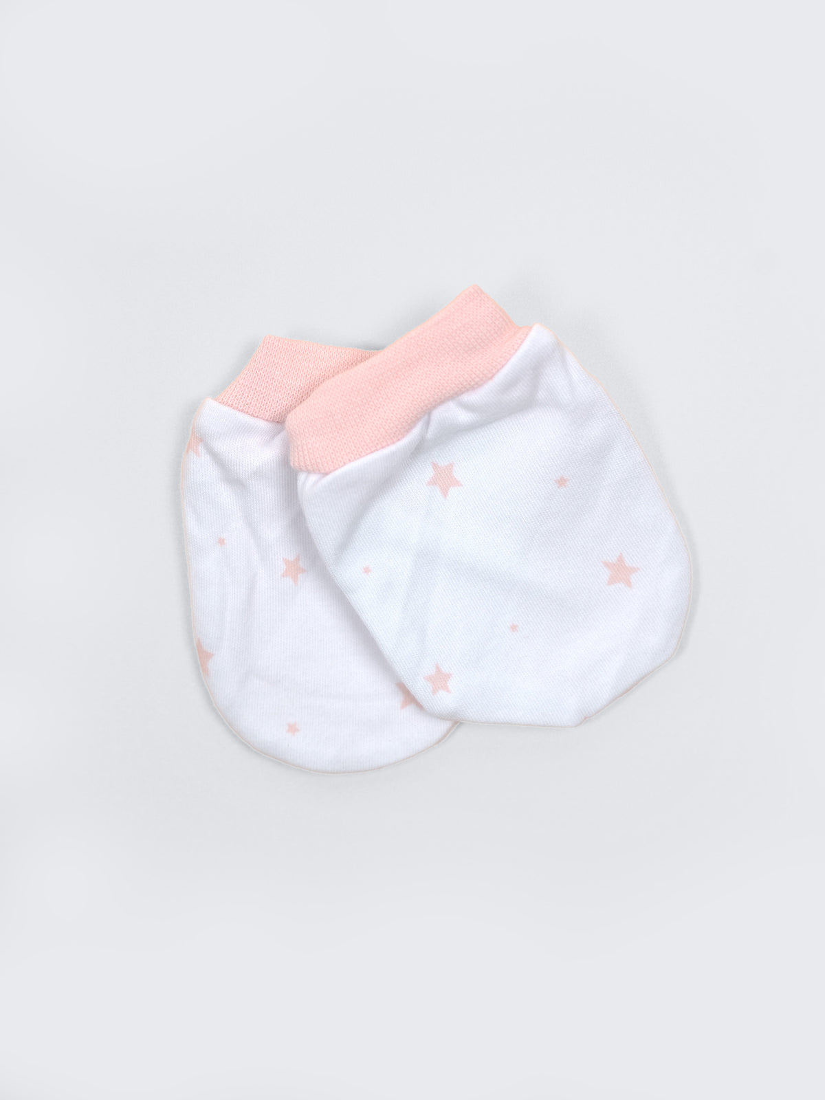 Baby Cap, Mittens & Booties Set – Pink Star Print