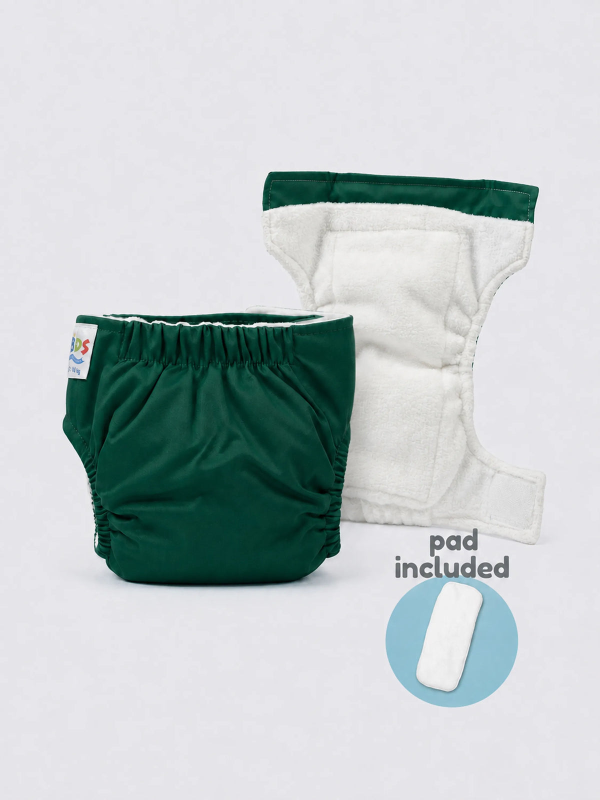 Newborn Reusable Cloth Diaper with Pad -Green