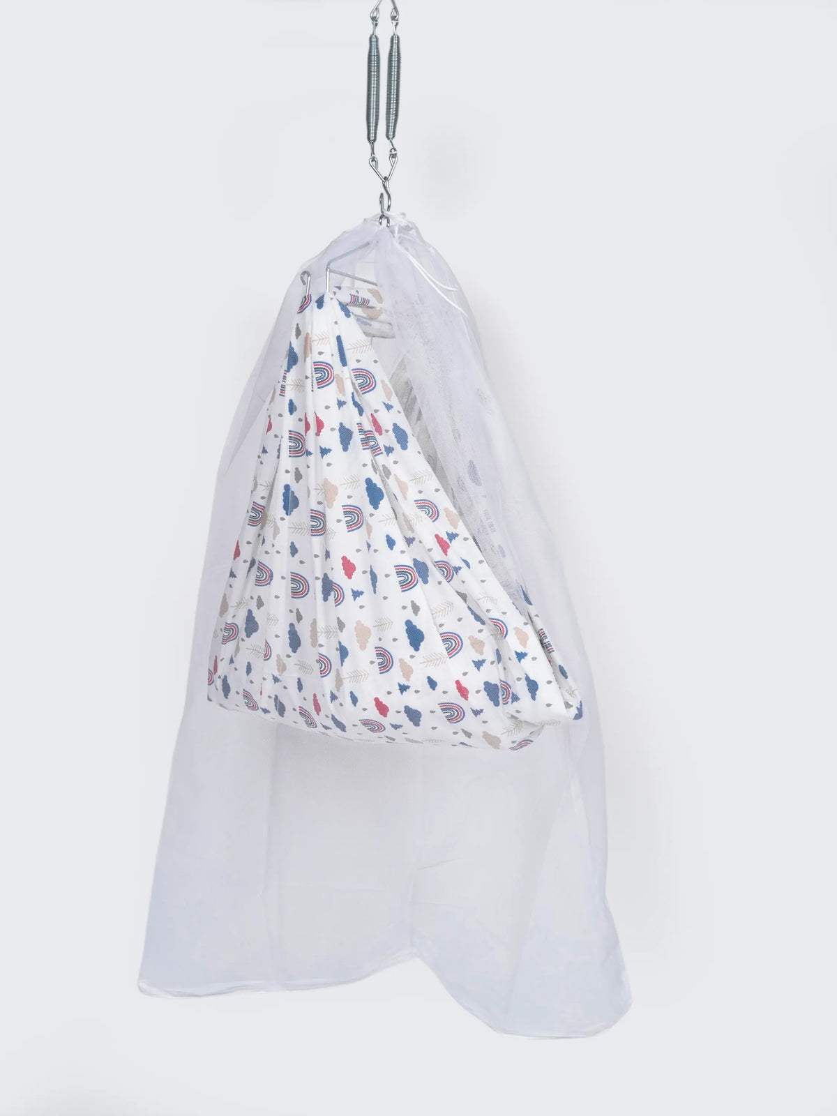 Twill Print Baby Cradle Cloth with Net - Cloud & Rainbow