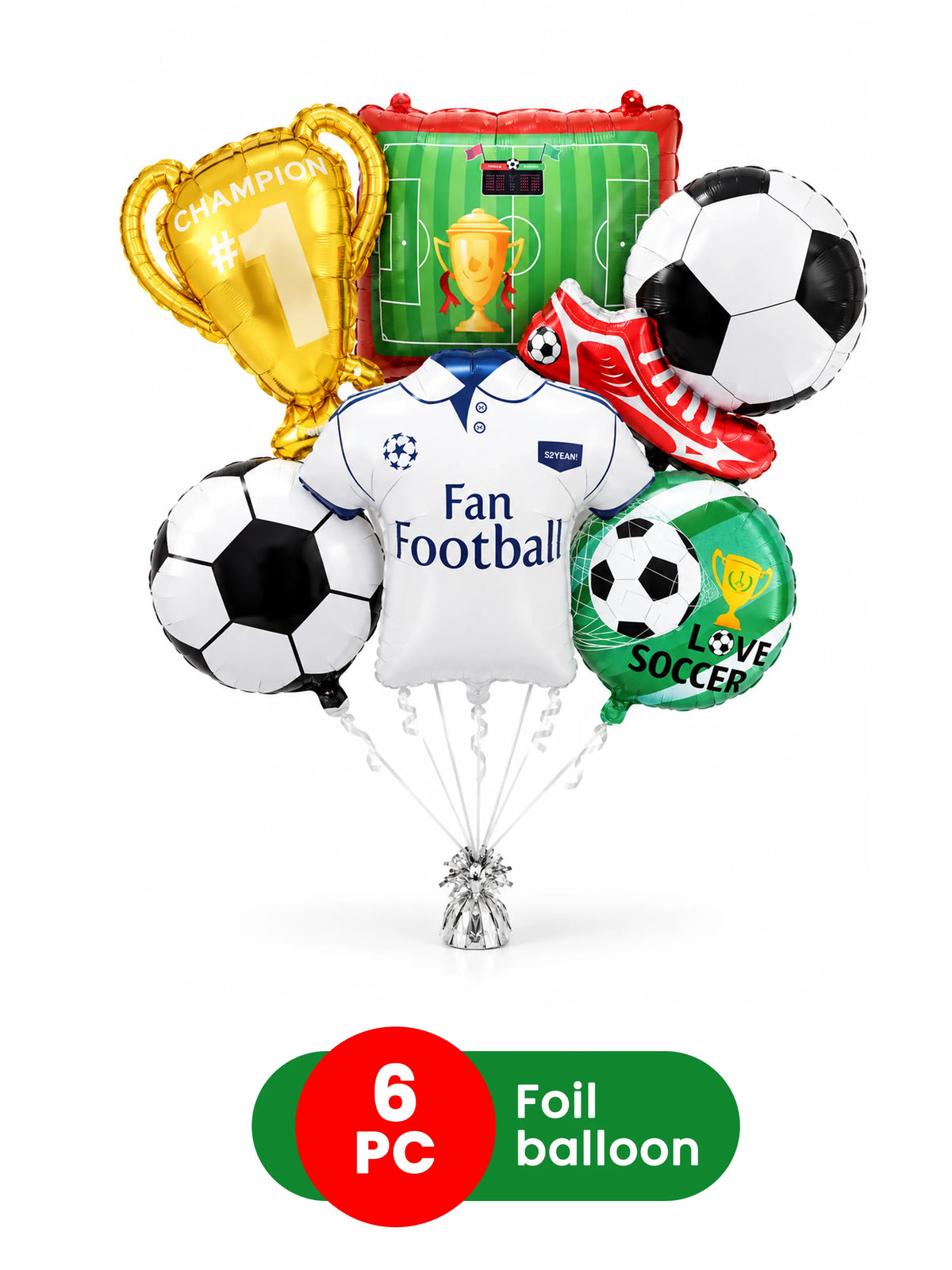 6-Piece Football Theme Foil Balloon Bouquet