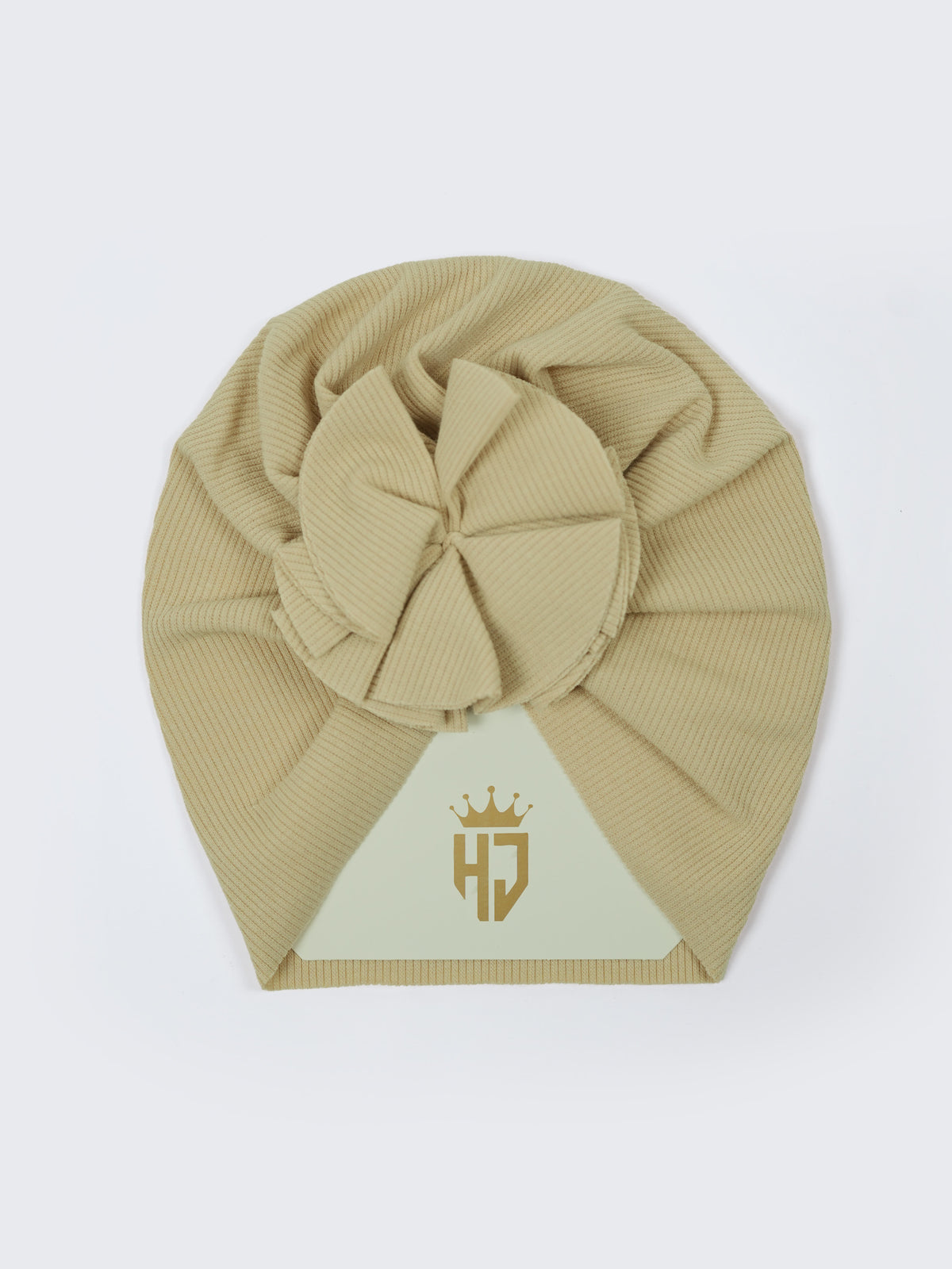 Baby Girls Turban Headwrap – White & Beige