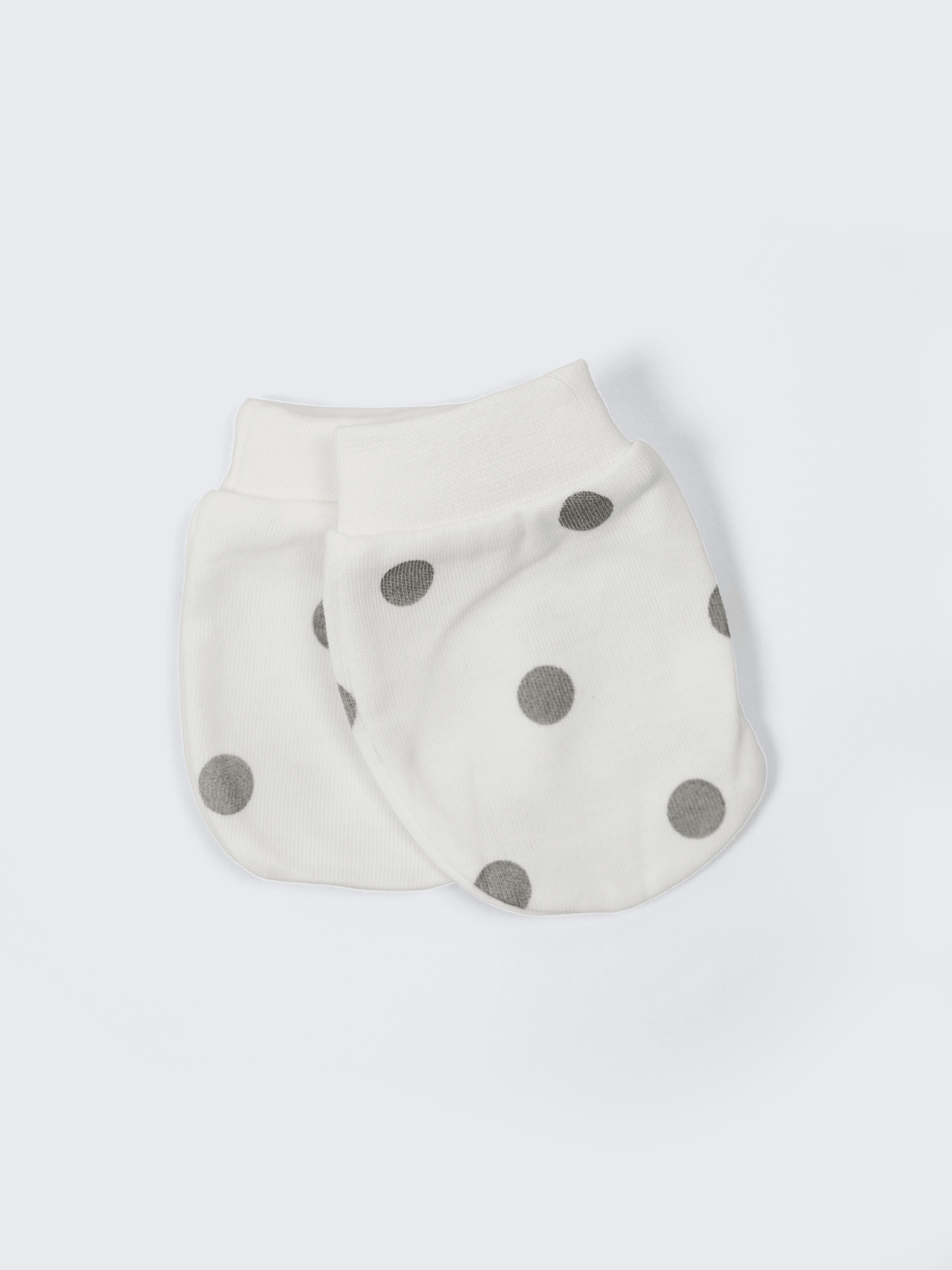 Baby Cap, Mittens & Booties Set – Grey Polka Dot