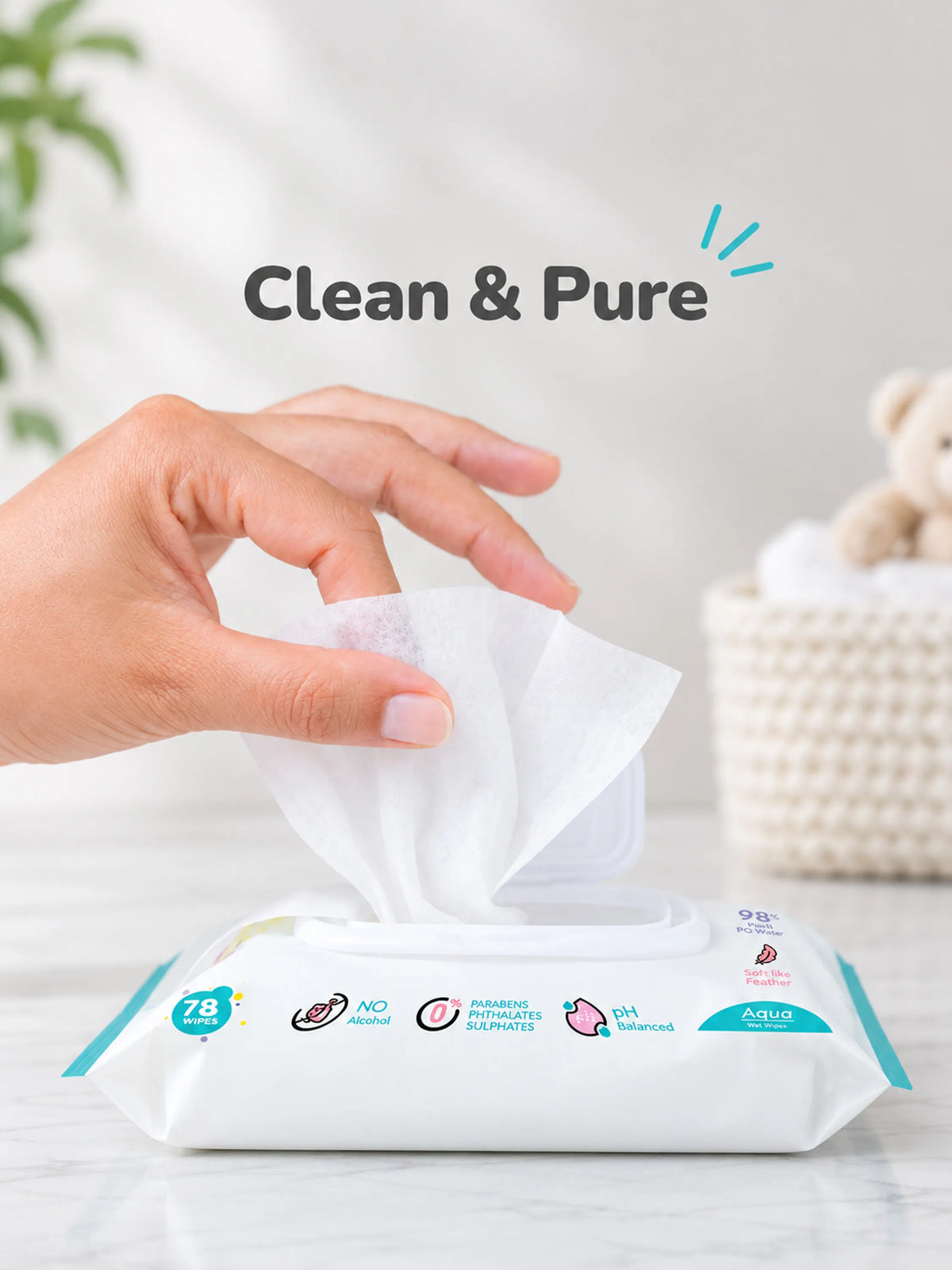 Feather Aqua Wipes - With Calendula Extract