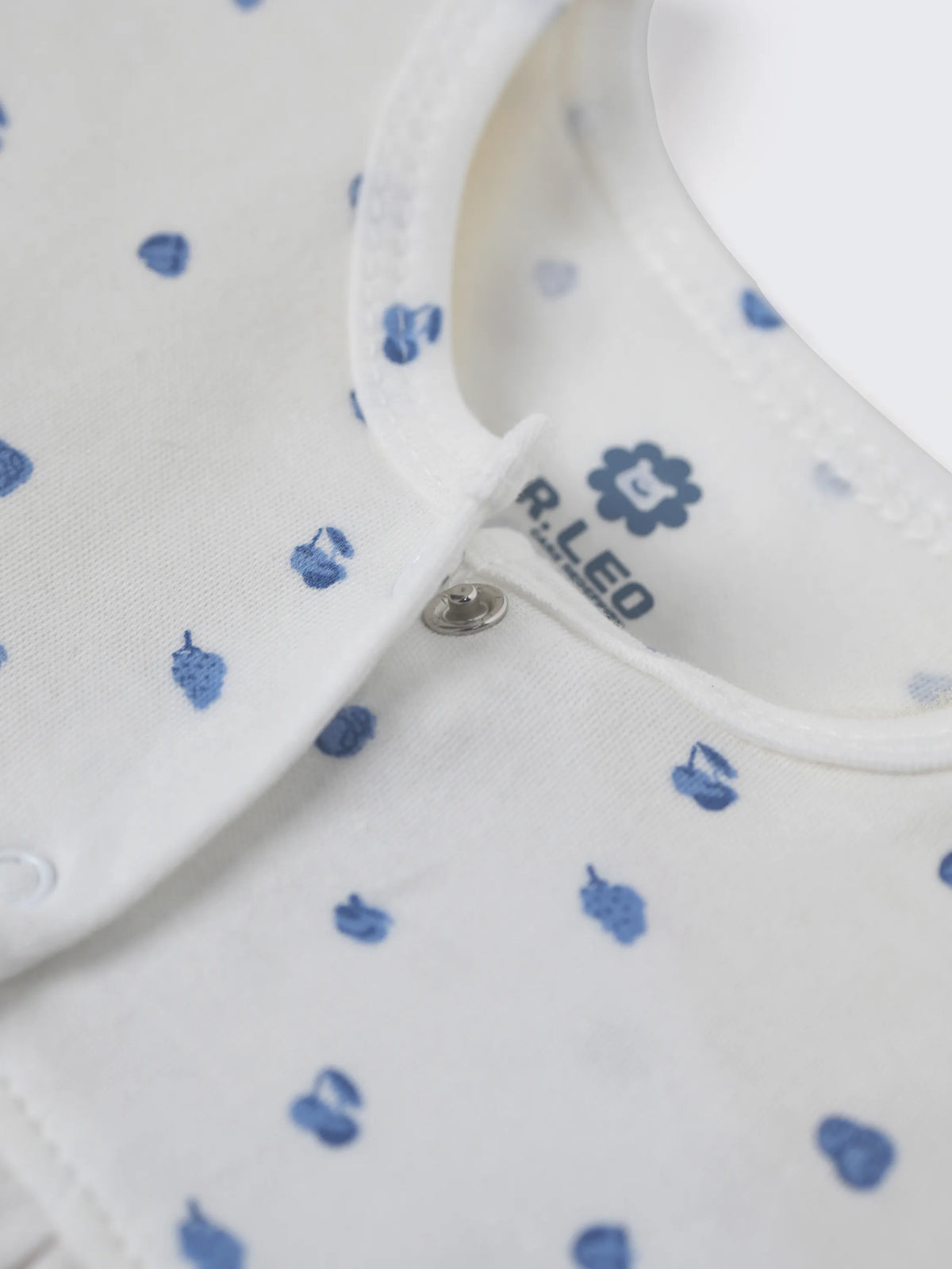 Baby Girls White & Blue Printed Cotton Frock