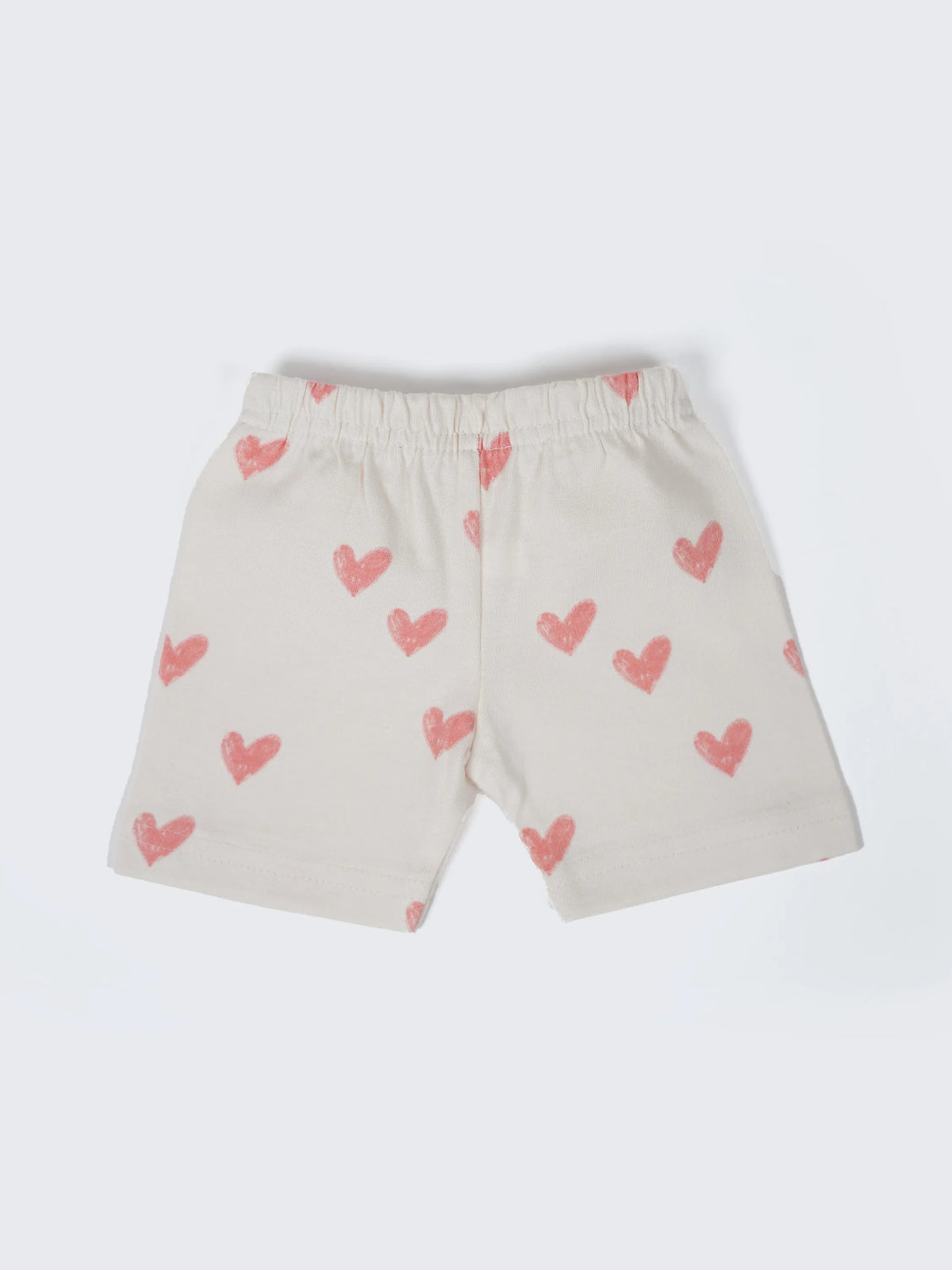 Baby Heart Print Half Sleeve Jabla & Shorts Set