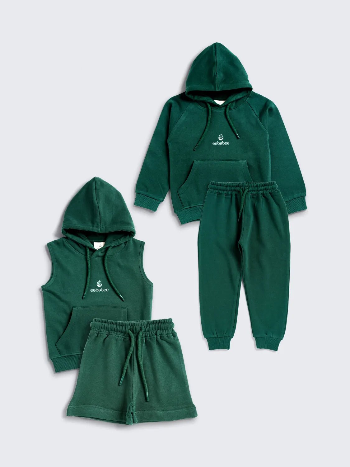Boys' Green Hooded Combo Set – 4 Pc