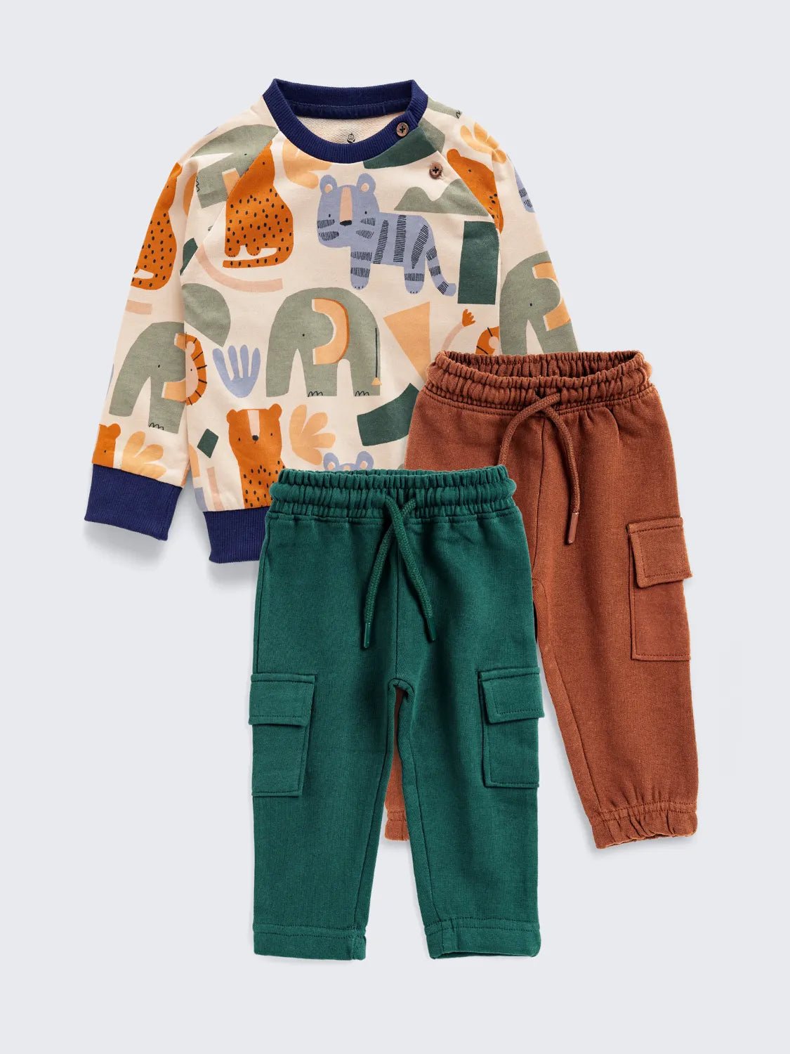 Boys' Jungle Print Sweatshirt with 2 Jogger Pants Combo