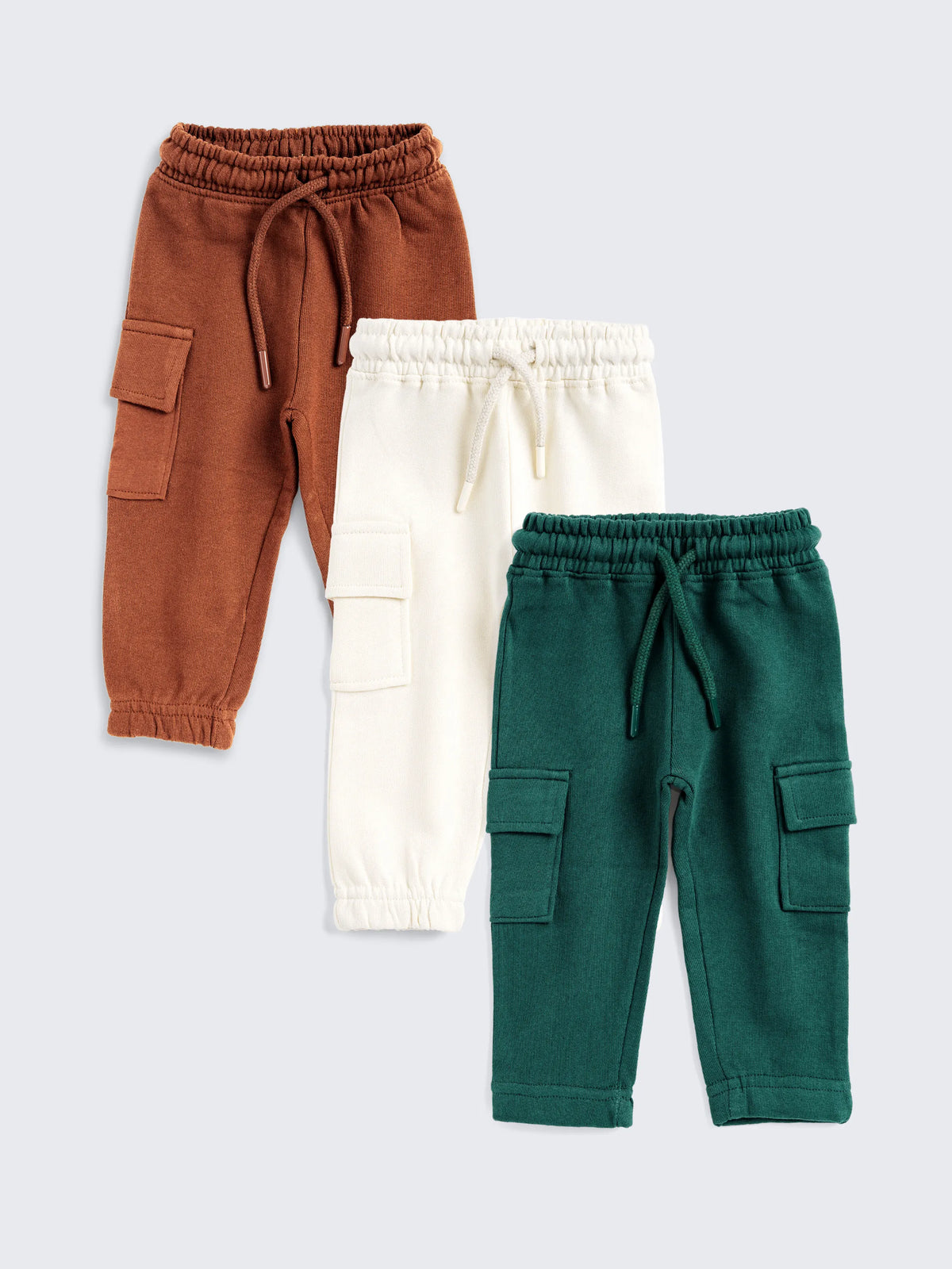 3-Pack Solid Color Loop Knit Jogger Pants for Kids