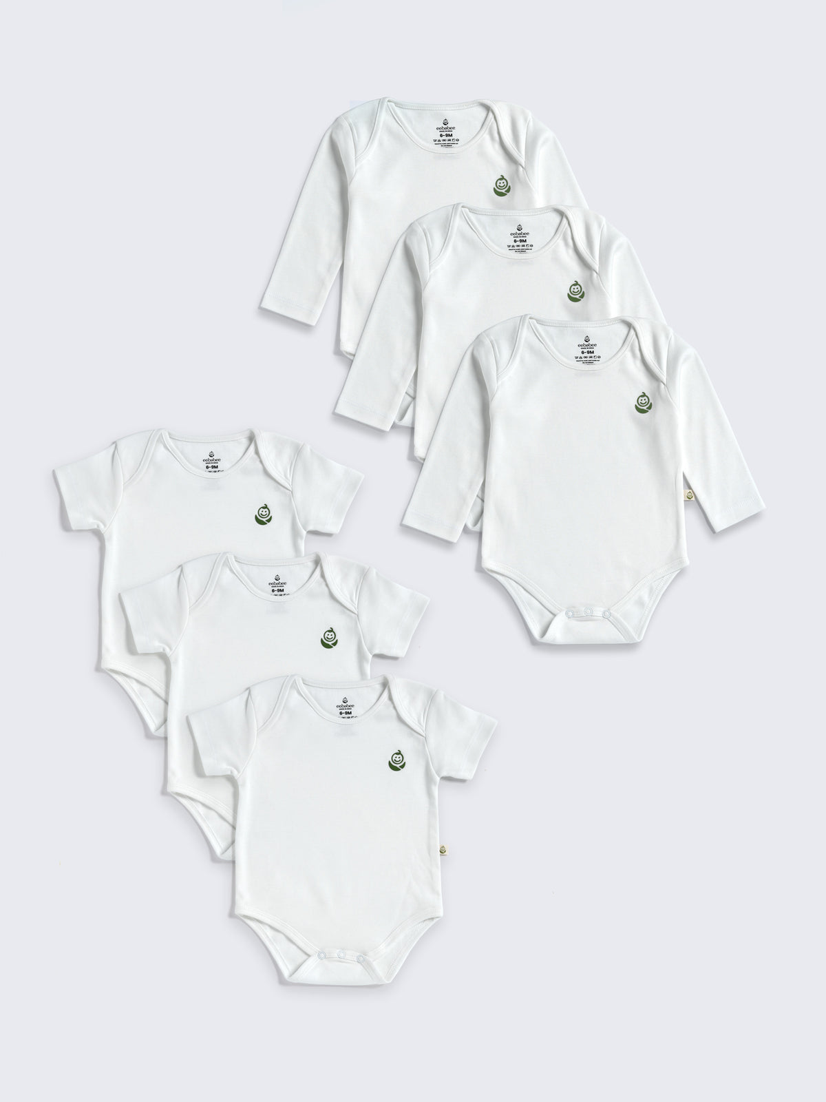 6-Piece Essential White Bodysuit Combo – Long & Short Sleeves