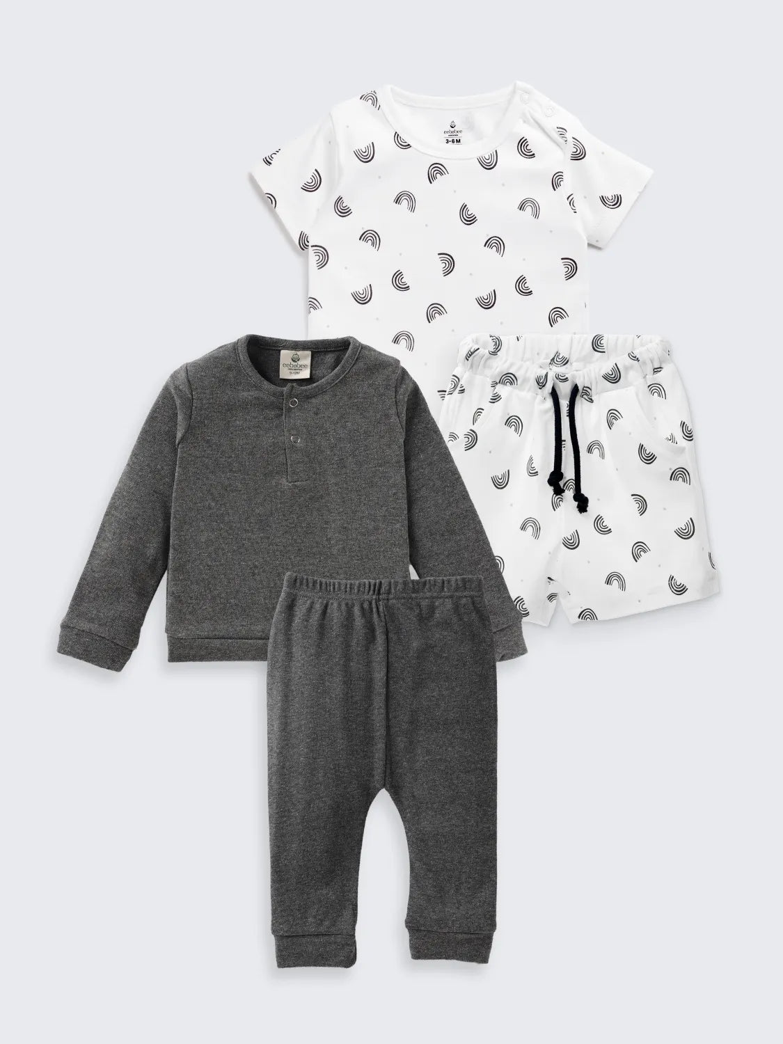 Unisex 4-Piece Essential Combo Set – T-shirt, Sweatshirt, Shorts & Pants