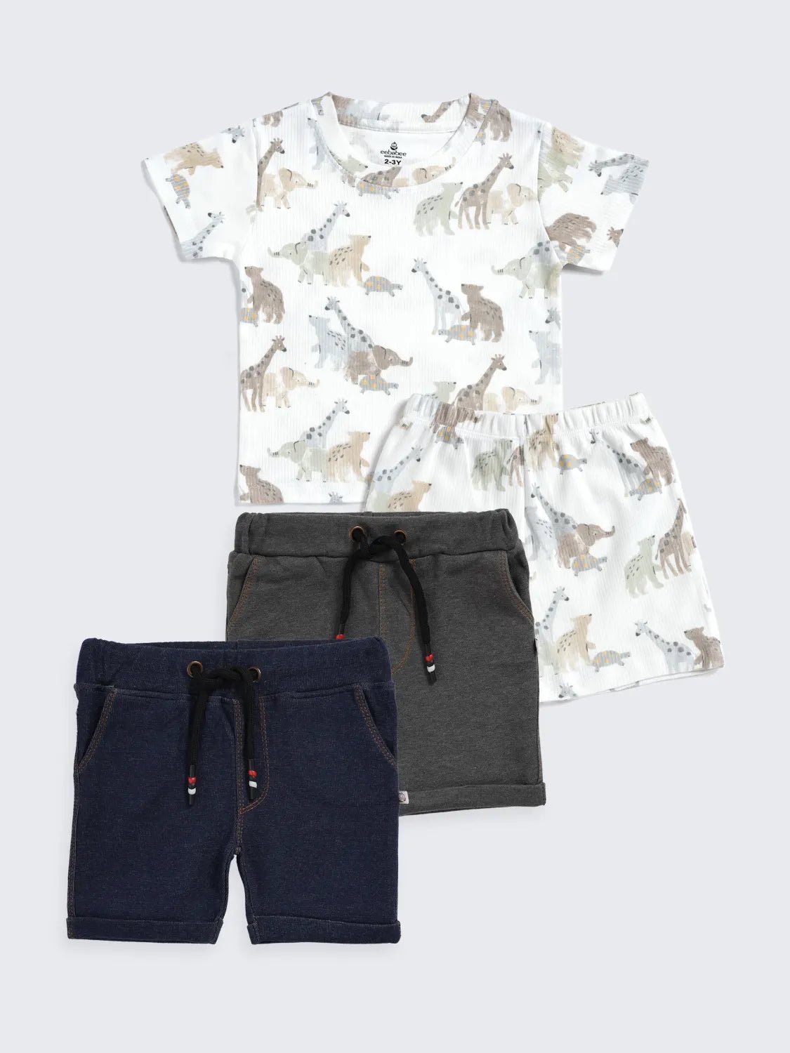 Wild Safari Tee & Shorts Combo – 3-Piece Summer Set for Boys