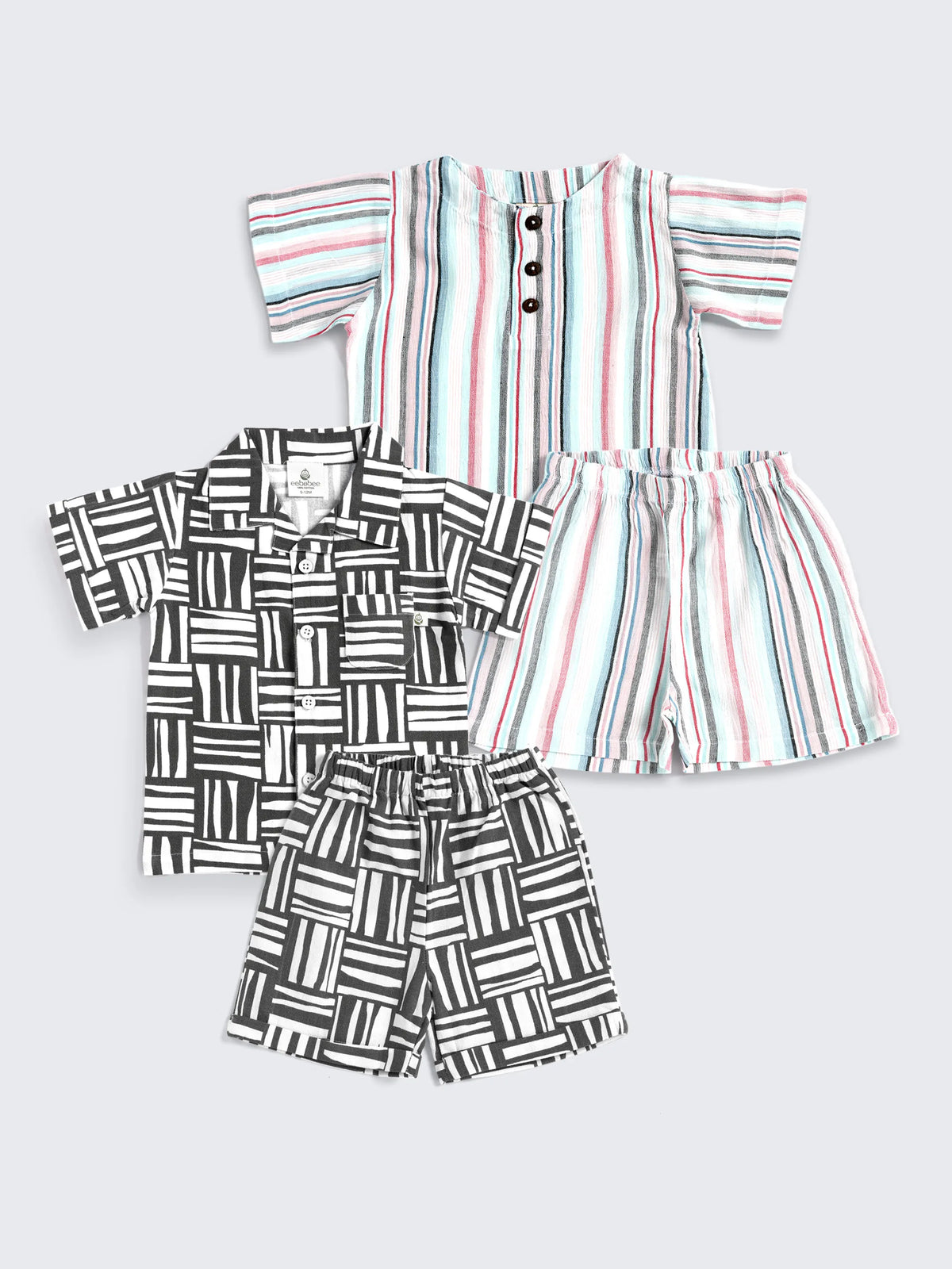 Stylish 2-Piece Cotton Co-Ord Sets for Boys & Girls – Stripes & Monochrome