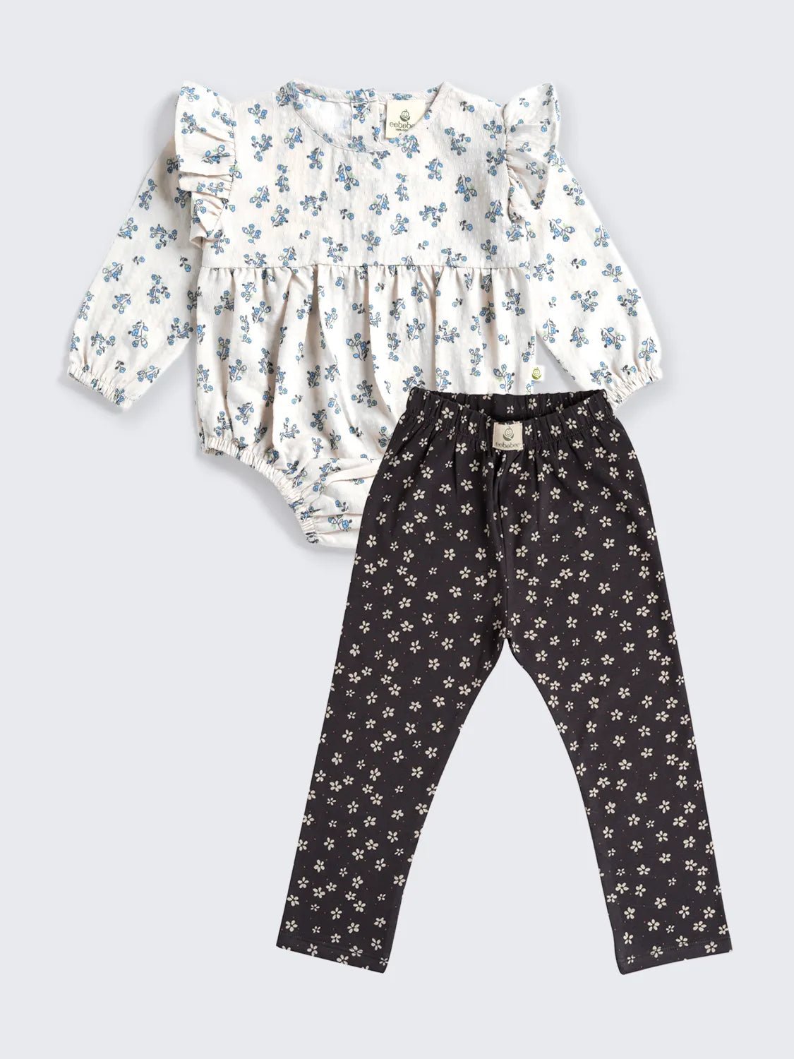 Baby Girl Floral Long Sleeve Bodysuit with Leggings Set