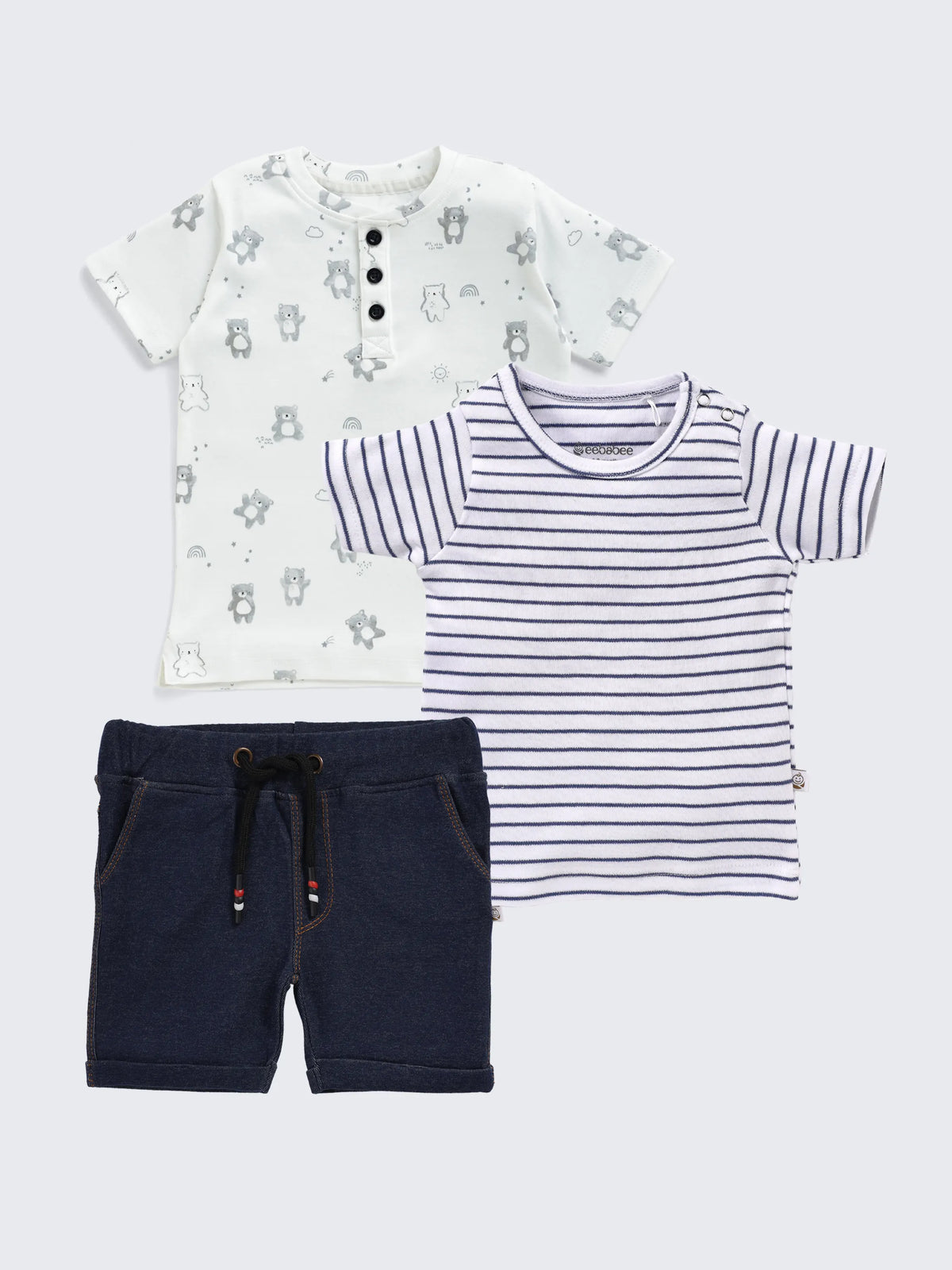 Casual Comfort 3-Piece Tee & Shorts Combo for Baby Boys
