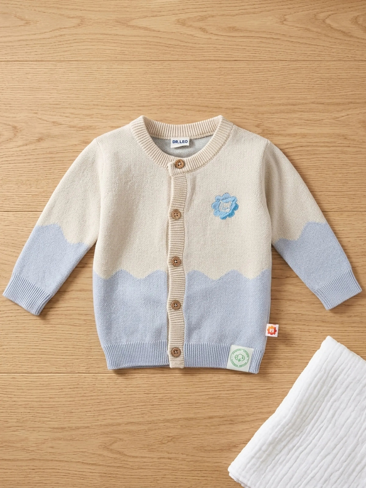 Baby Knit Cardigan – Cream & Blue