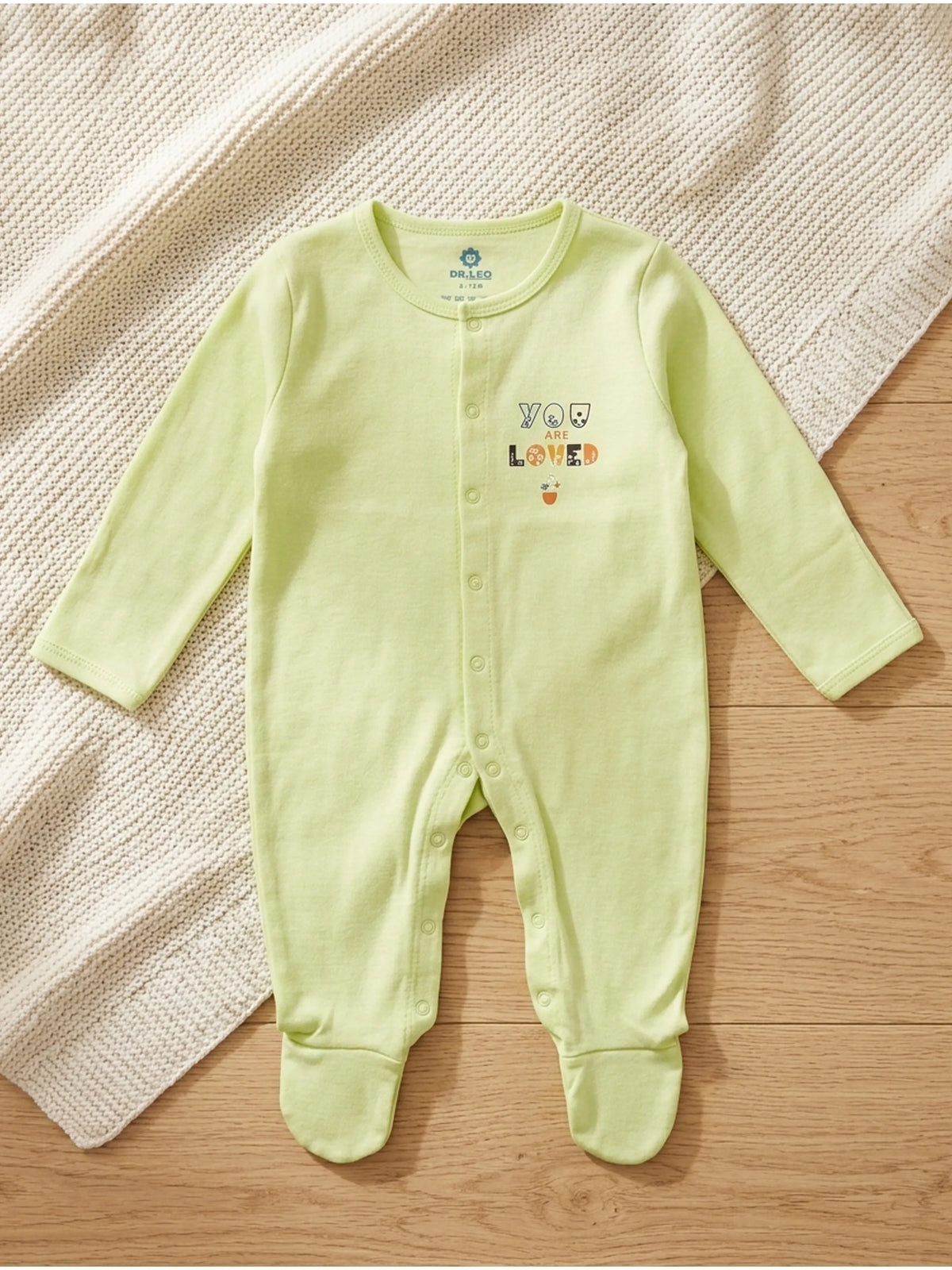Unisex Baby Solid Sleepsuit Light Green